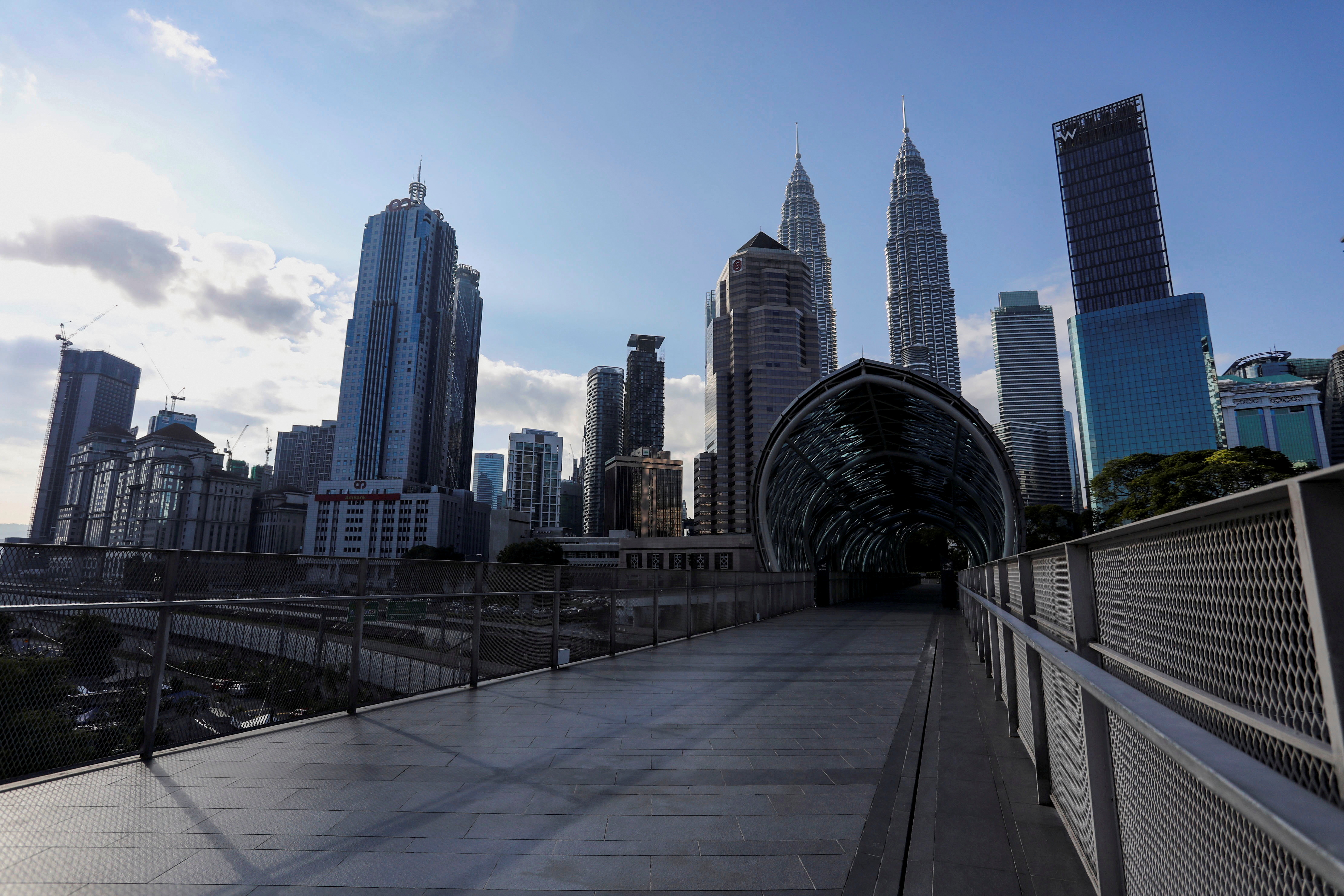 tFILE PHOTO: A view of a deserted bridge during a lockdown amid the coronavirus disease (COVID-19) outbreak, in Kuala Lumpur