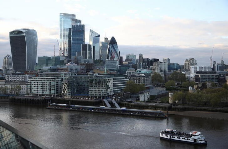 A general view of skyscrapers in The City of London financial district seen from City Hall in London