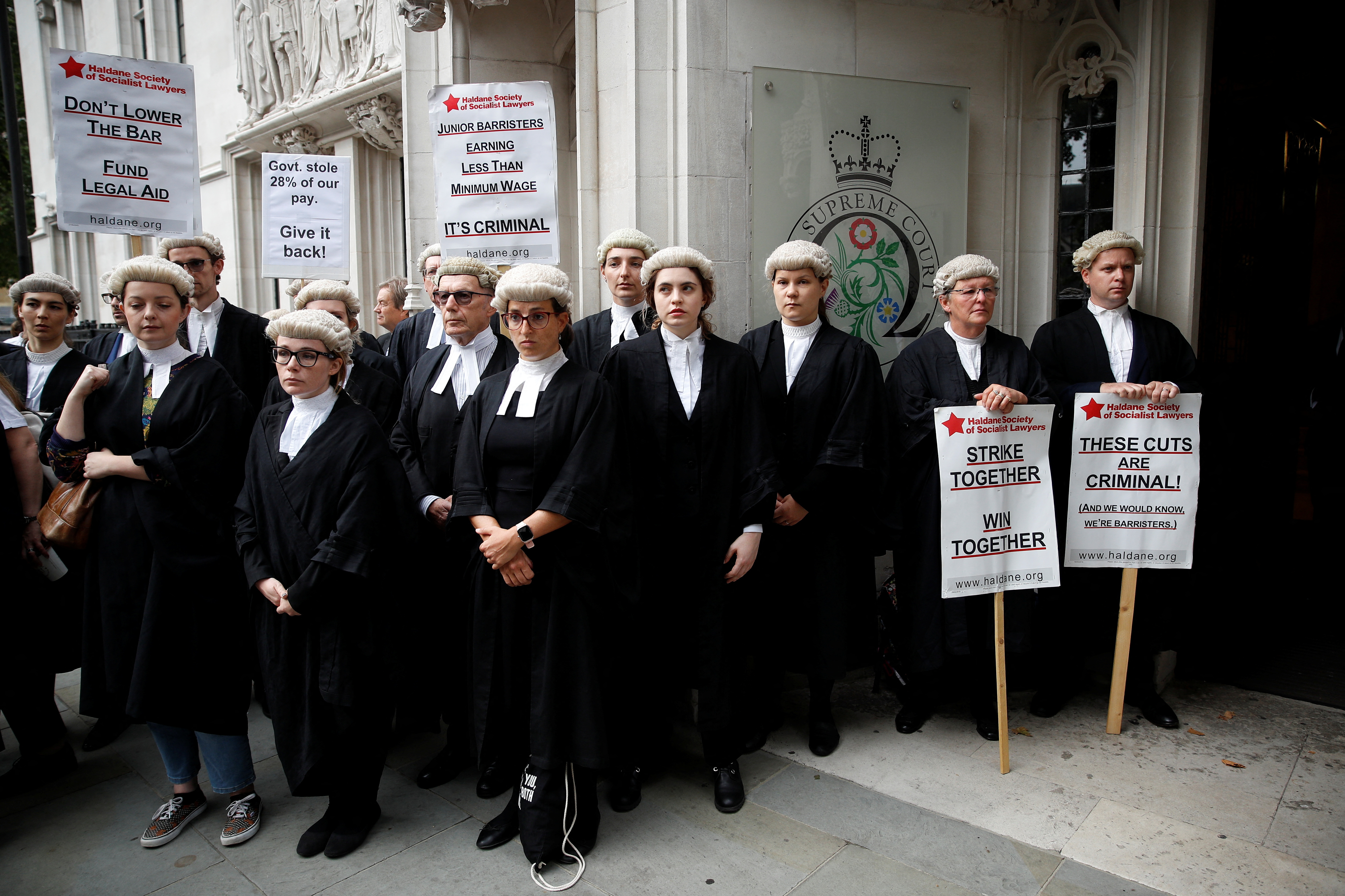 Strike by criminal barristers outside the Supreme court in London