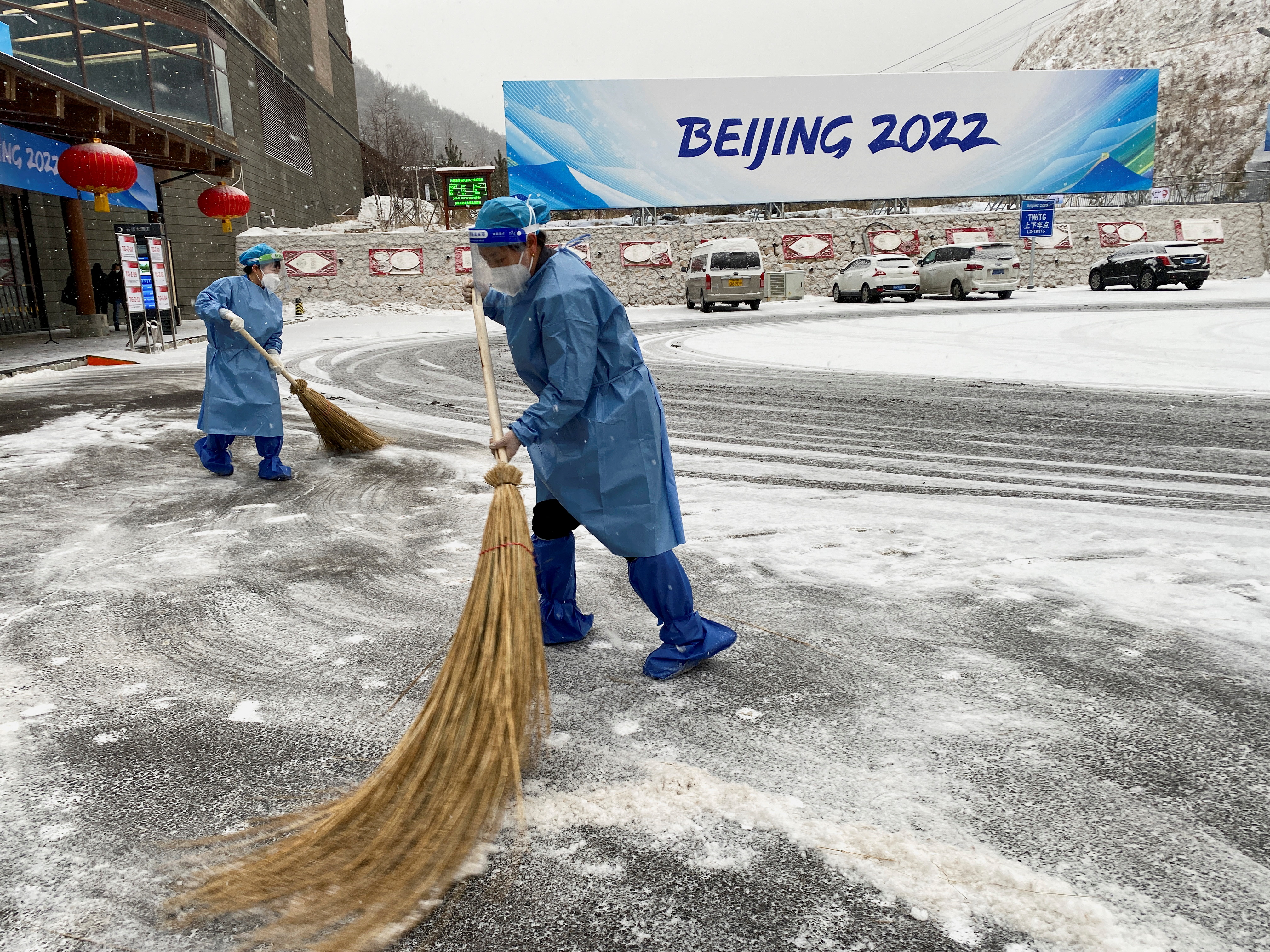 Snowfall during the Winter Olympics, in Zhangjiakou