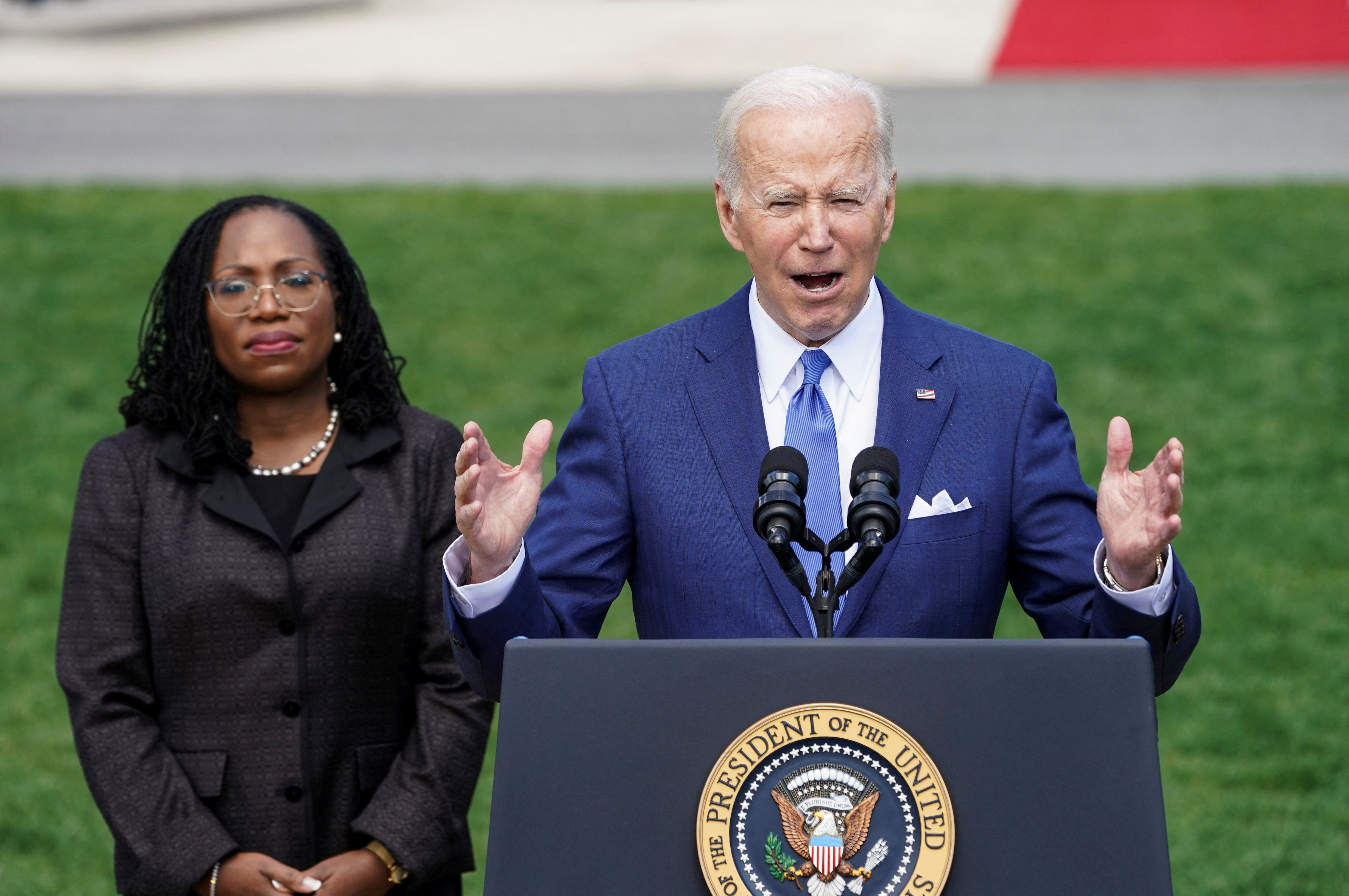 U.S. President Joe Biden hosts White House celebration of Judge Ketanji Brown Jackson's confirmation to the U.S. Supreme Court in Washington