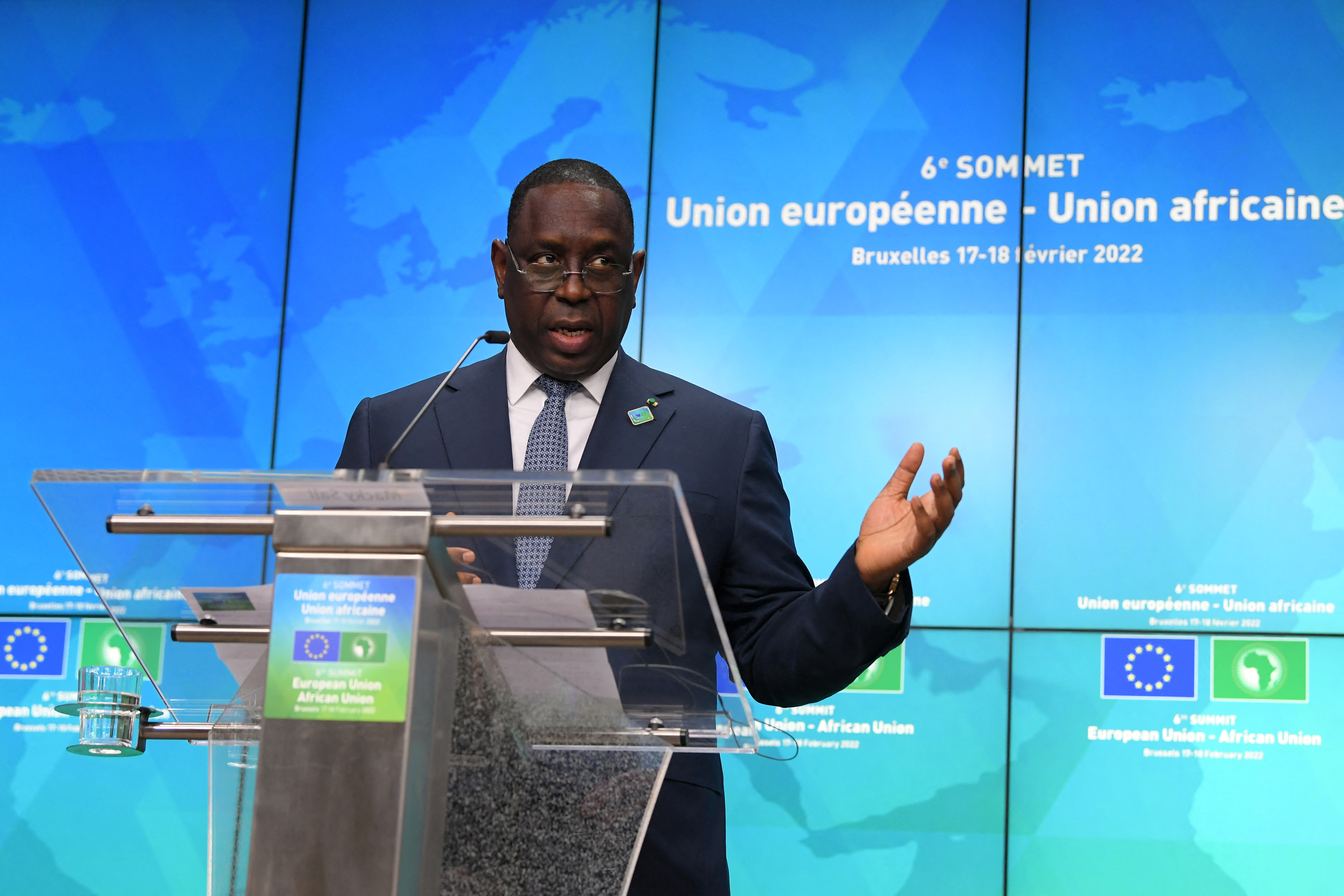 Senegal's President Macky Sall speaks at a news conference