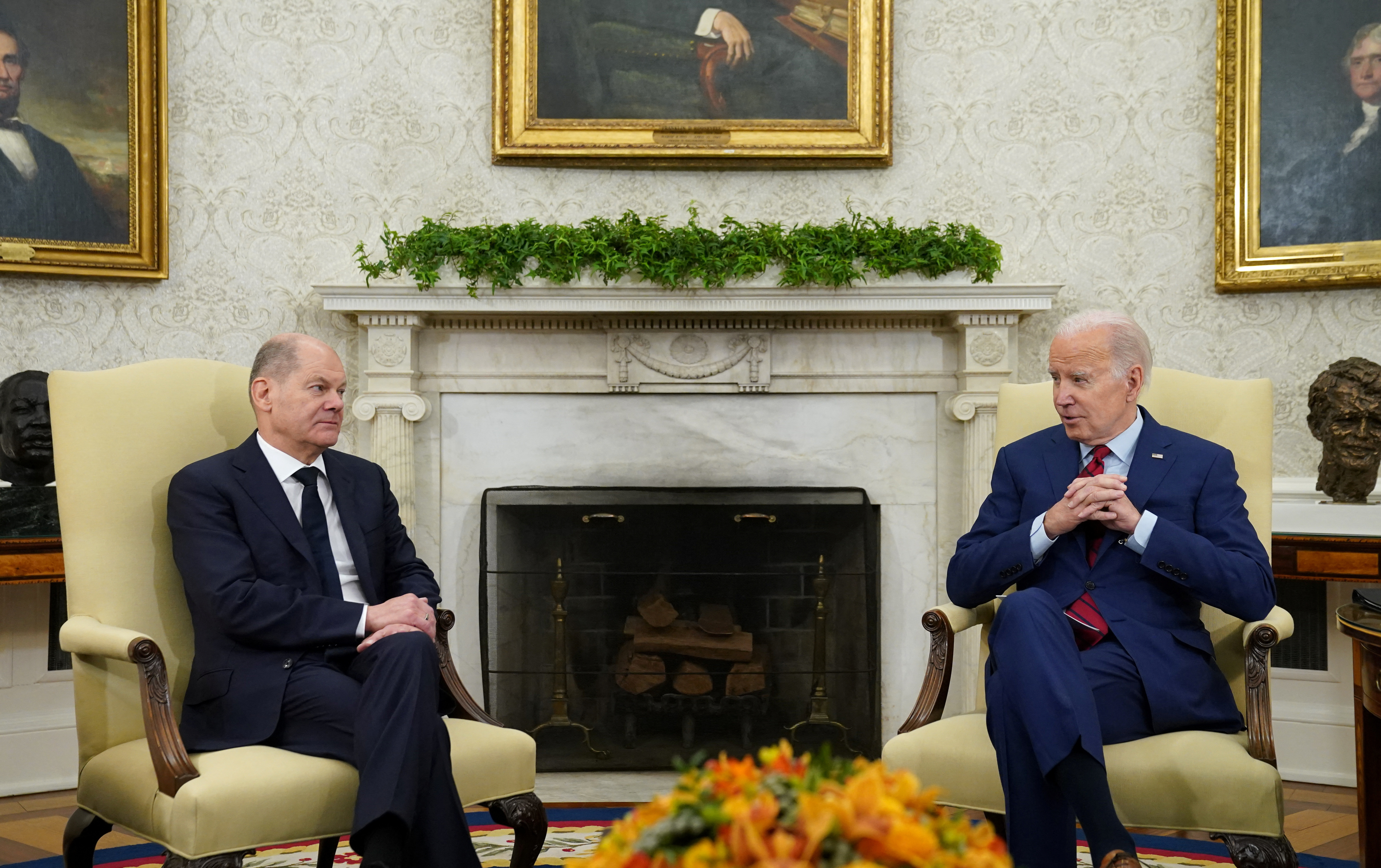 Biden meets German Chancellor Scholz at the White House in Washington