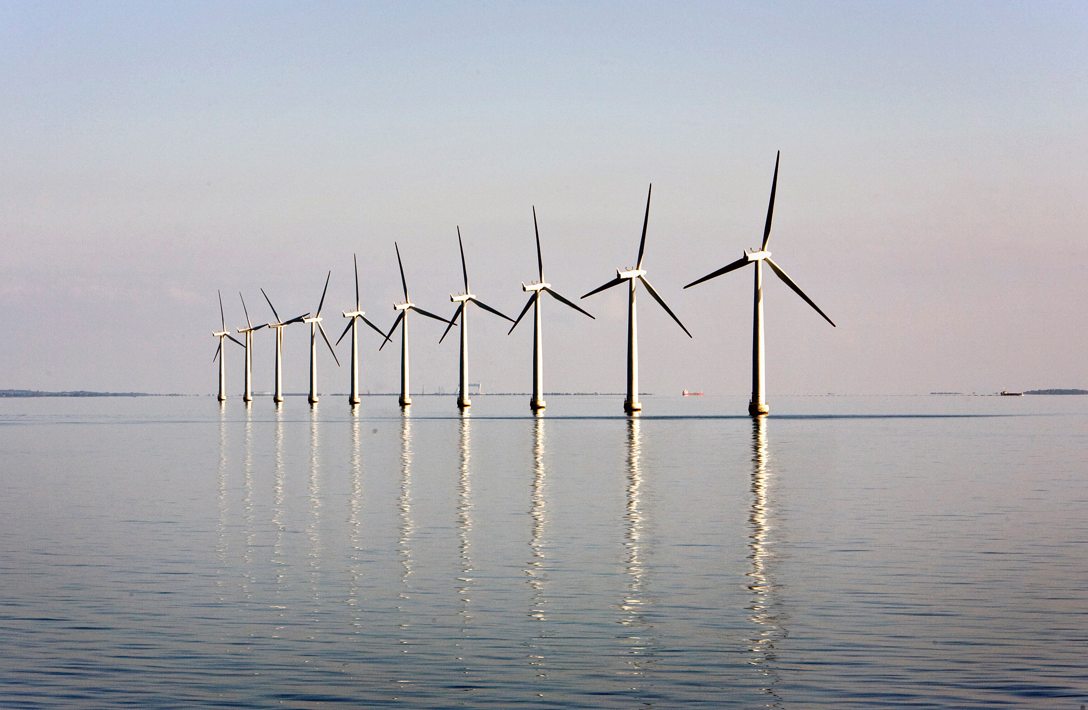 An offshore wind farm near the windswept Danish island of Samso