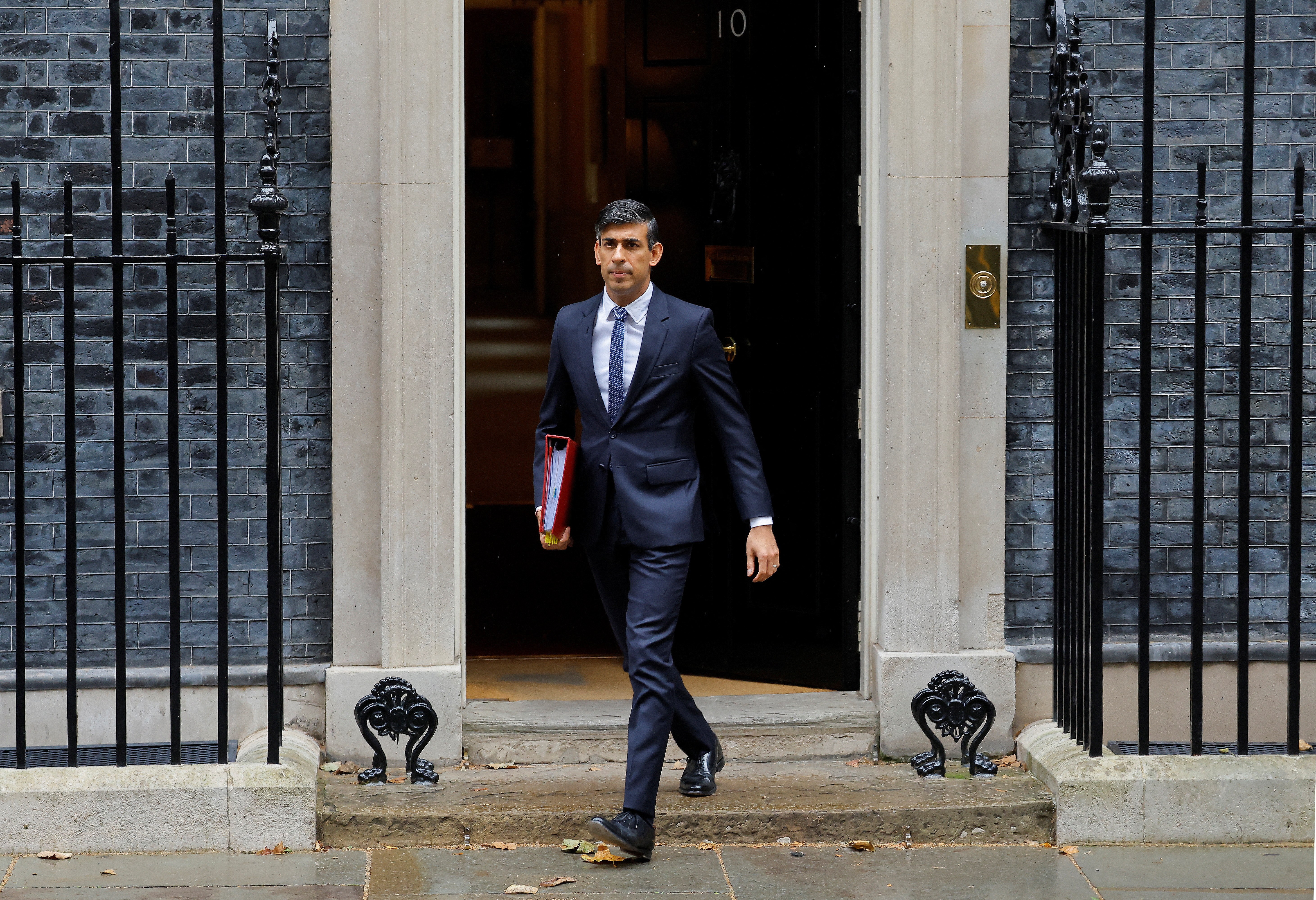 British Prime Minister Rishi Sunak leaves 10 Downing Street, in London