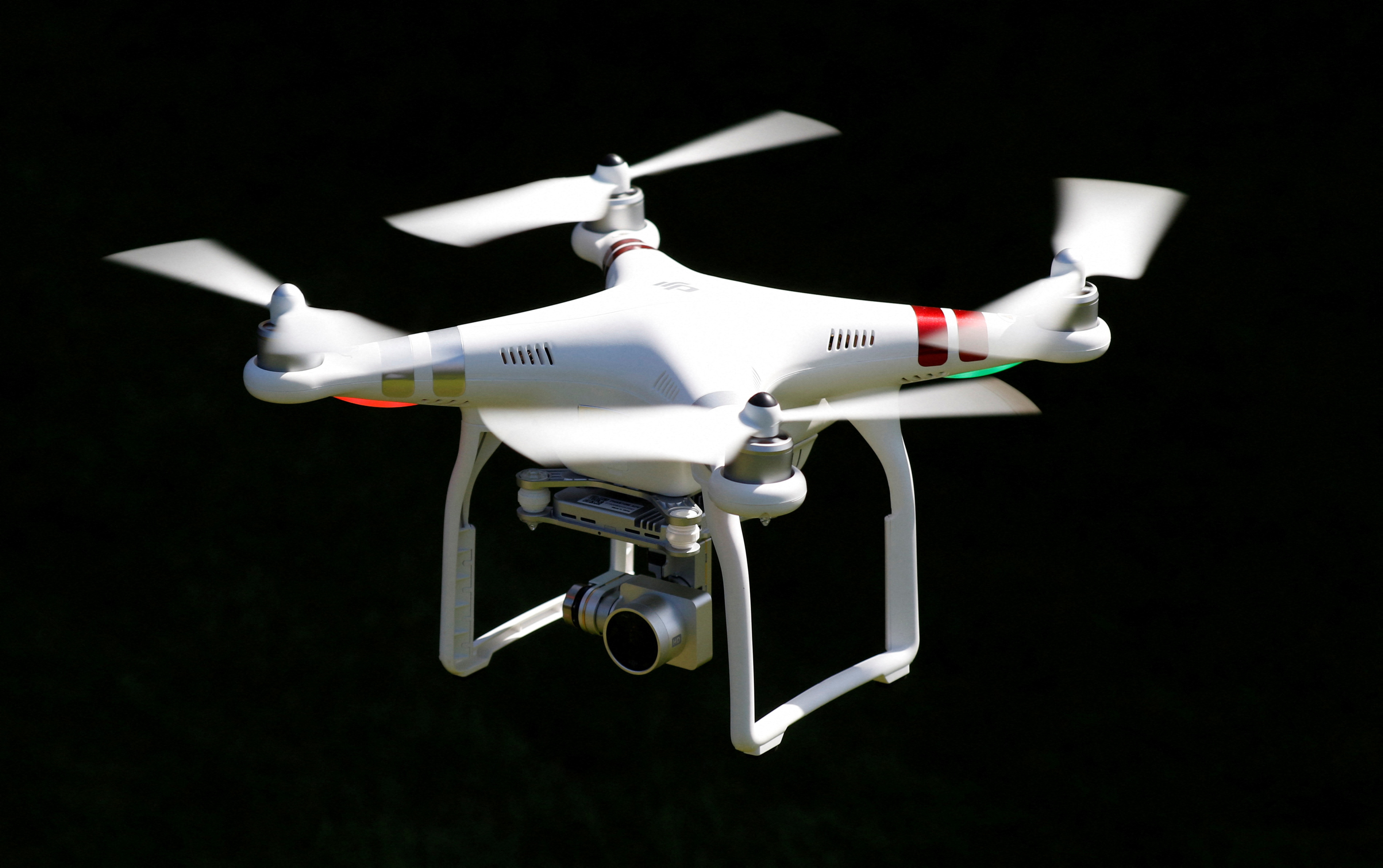 A drone flies over Enfield in north London