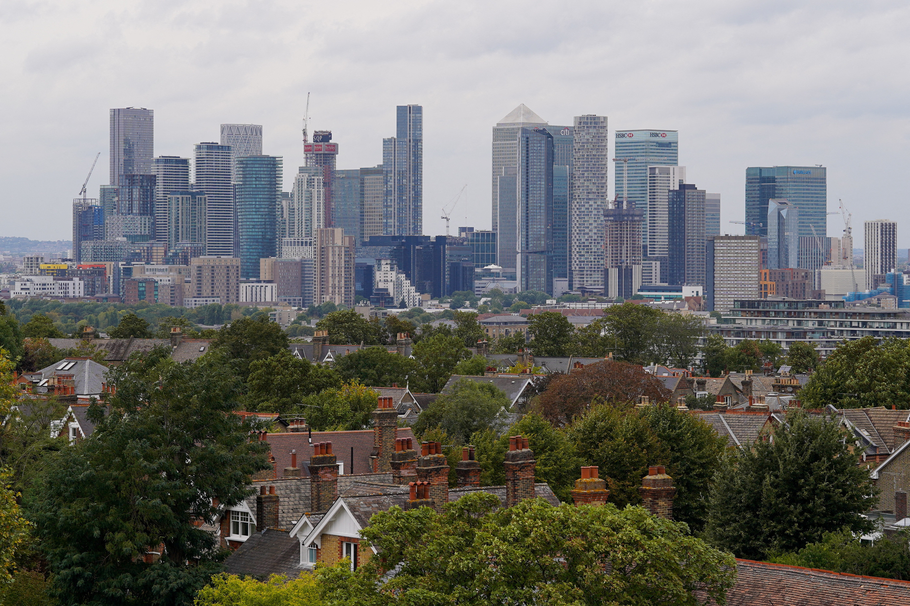 A general view of the Canary Wharf financial district in London