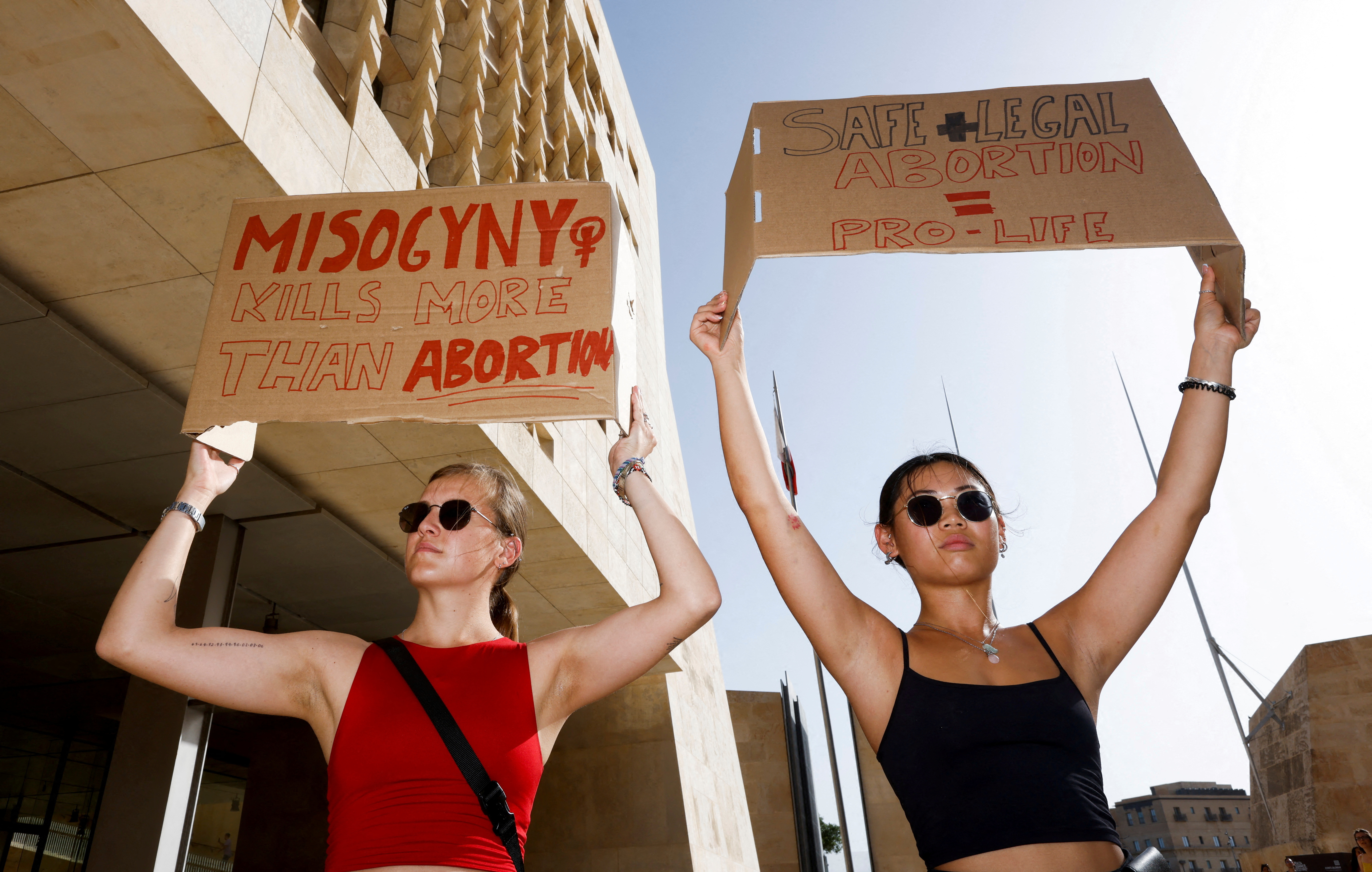 Demonstration against Malta's total ban on abortion outside Parliament House in Valletta