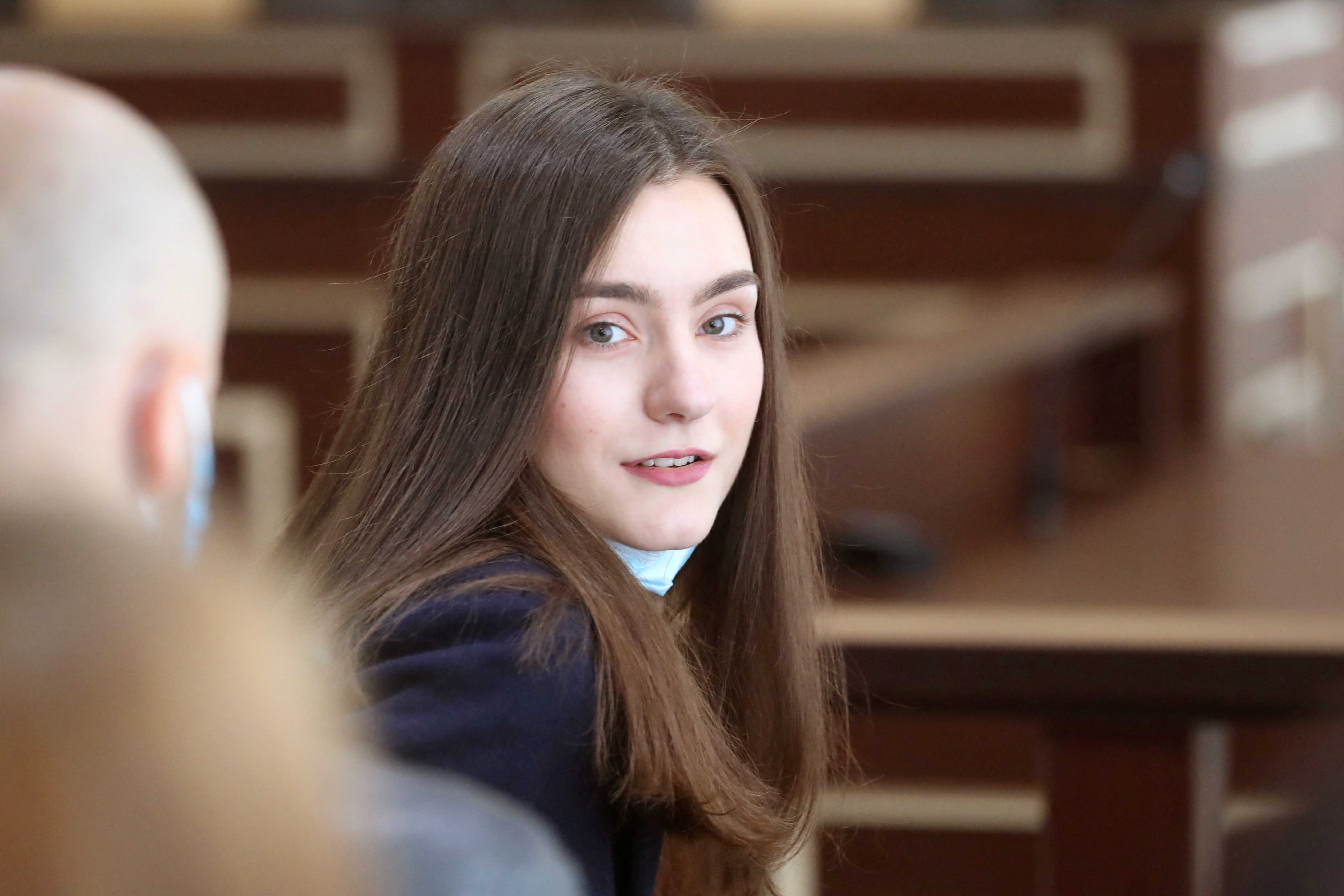 Russian citizen Sofia Sapega attends a court hearing in Grodno