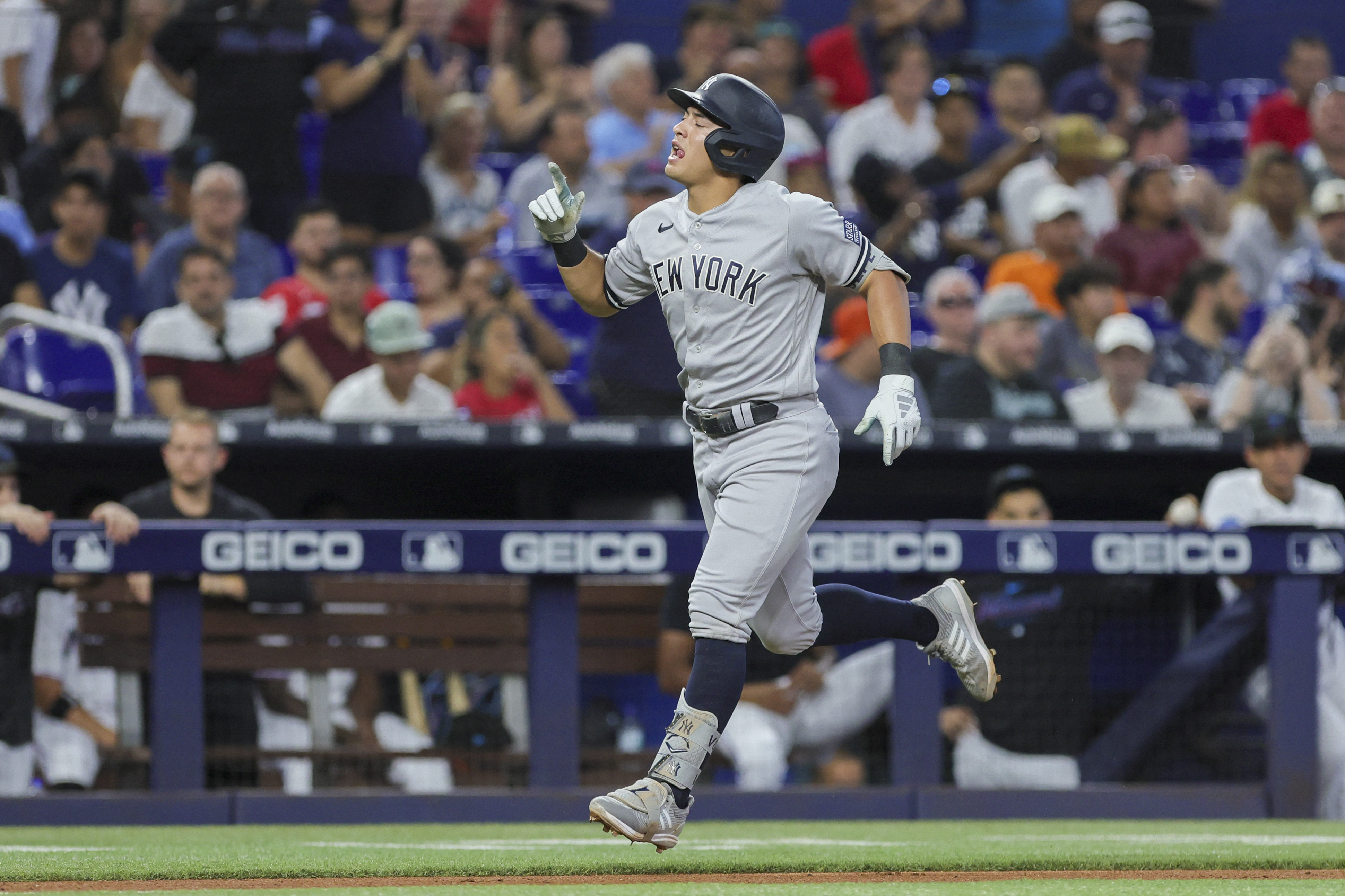 Jake Burger's triple caps Marlins' five-run ninth to beat Yankees