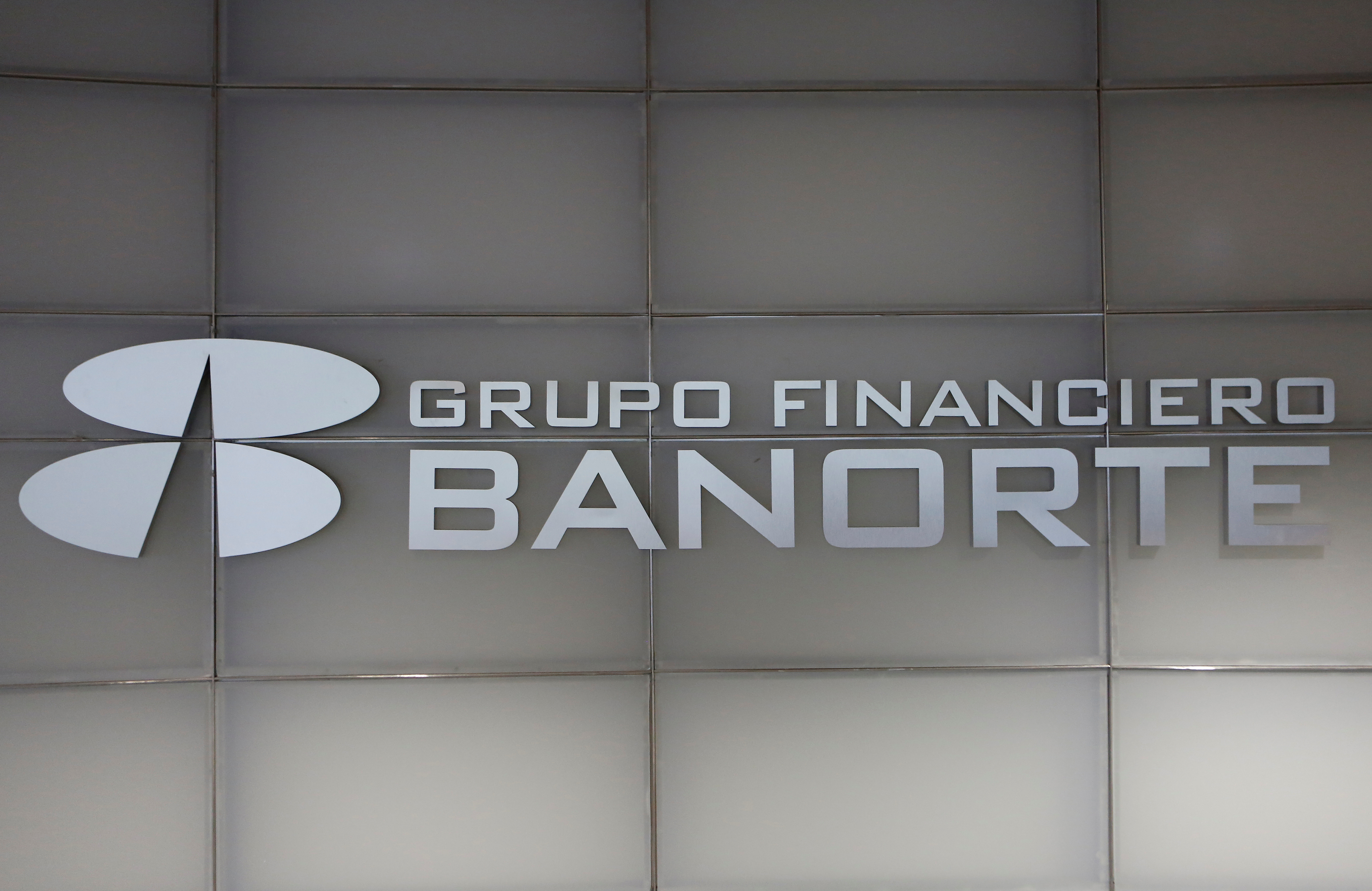 Logo of Grupo Financiero Banorte is picture at its headquarters in Mexico City