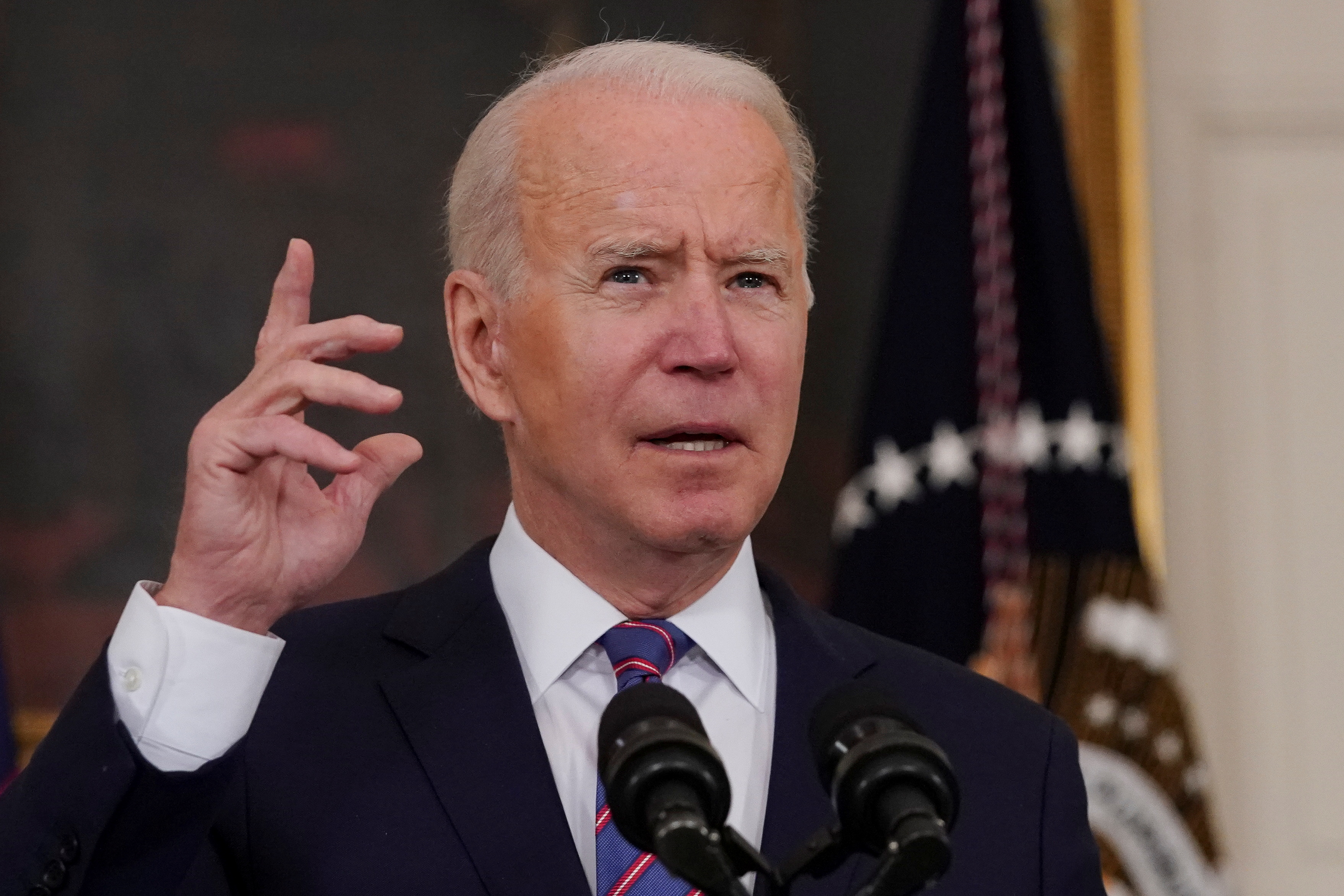 U.S. President Biden delivers remarks on the Department of Labor's March jobs report, in Washington