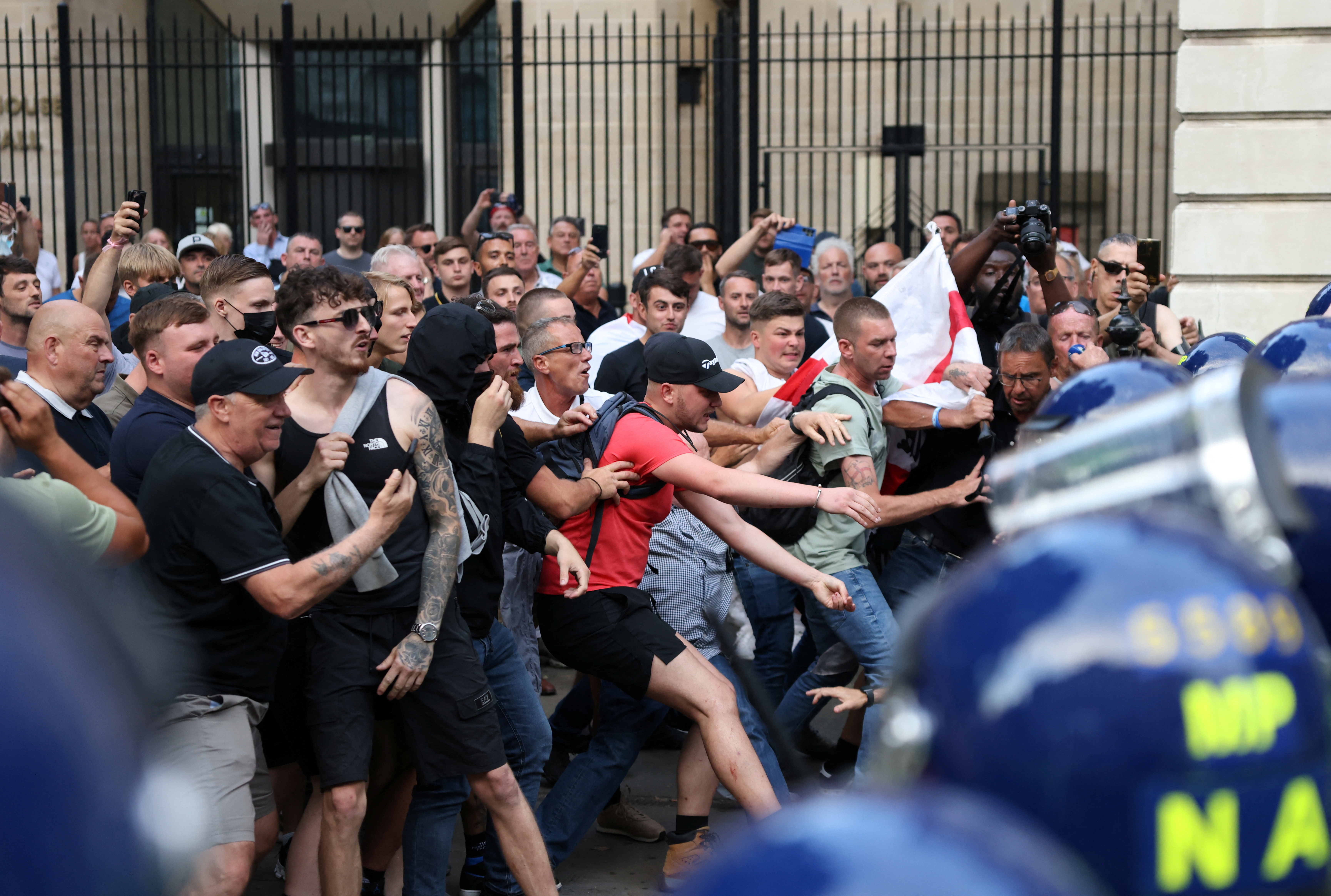 People protest illegal immigration, in London