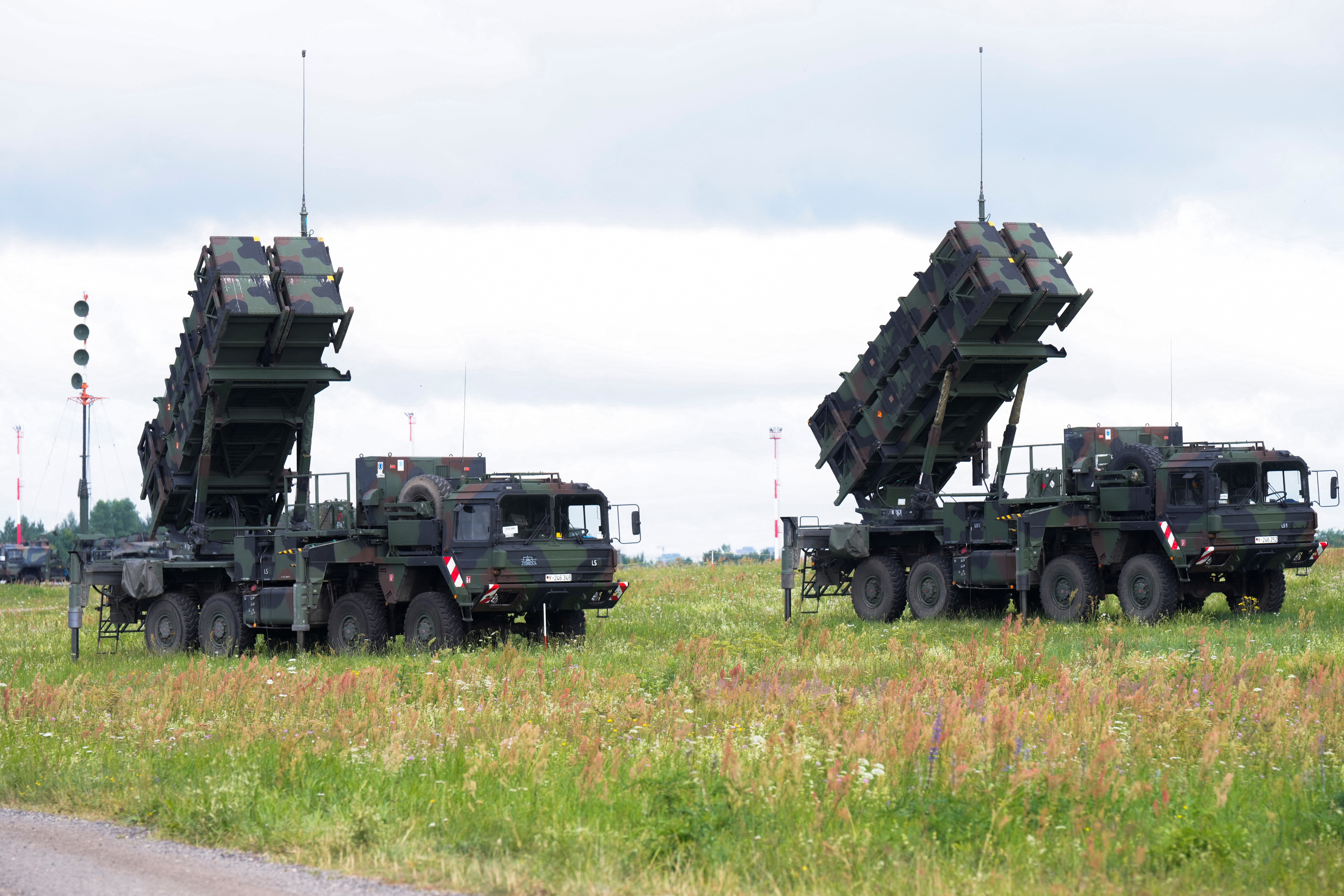 German Patriot air defence system units are deployed at Vilnius airport