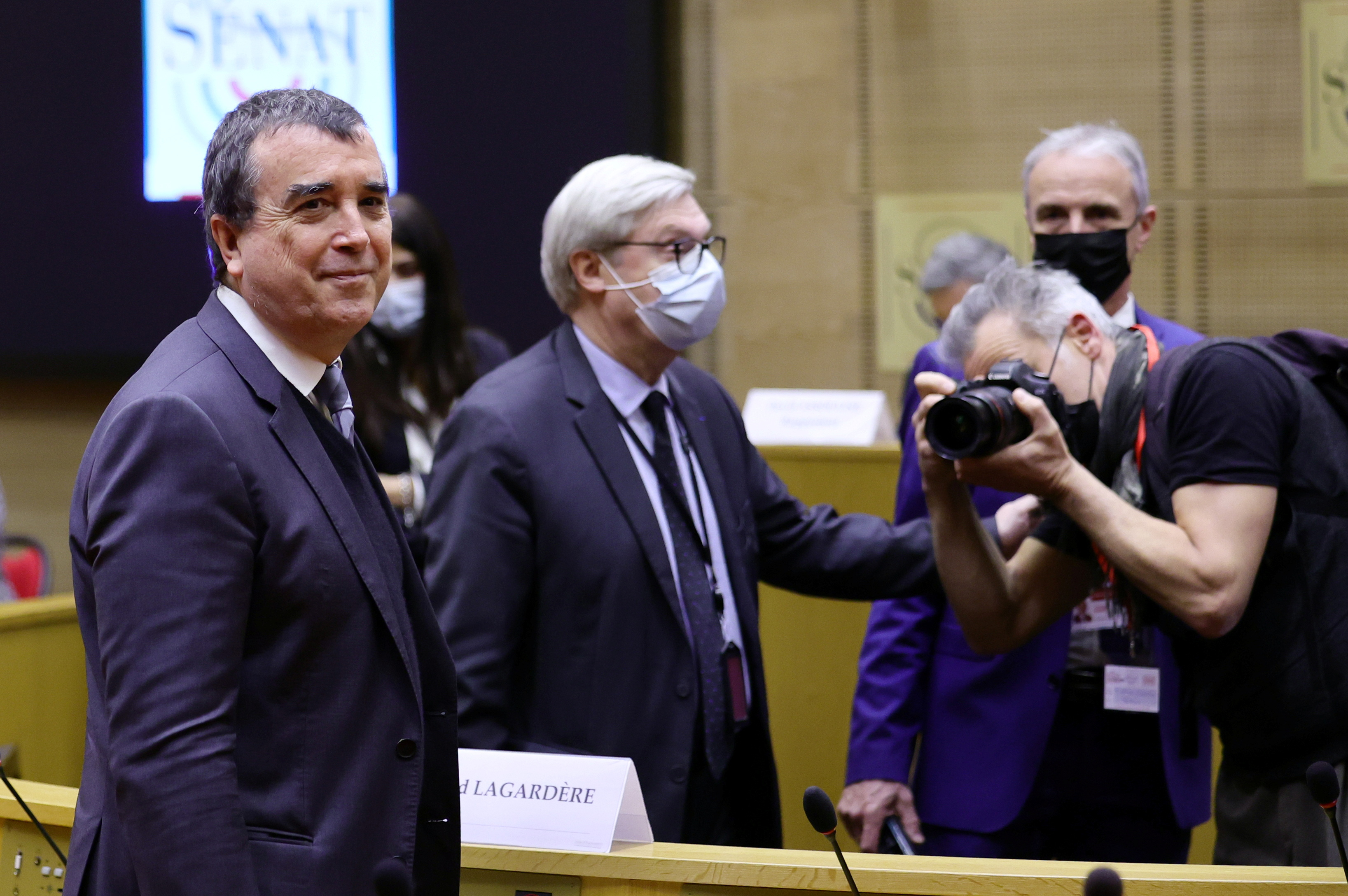 Lagardere's chief Arnaud Lagardere testifies in French Senate hearing in Paris