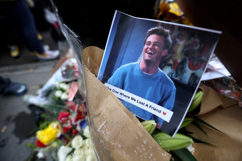 Makeshift memorial for actor Matthew Perry in New York