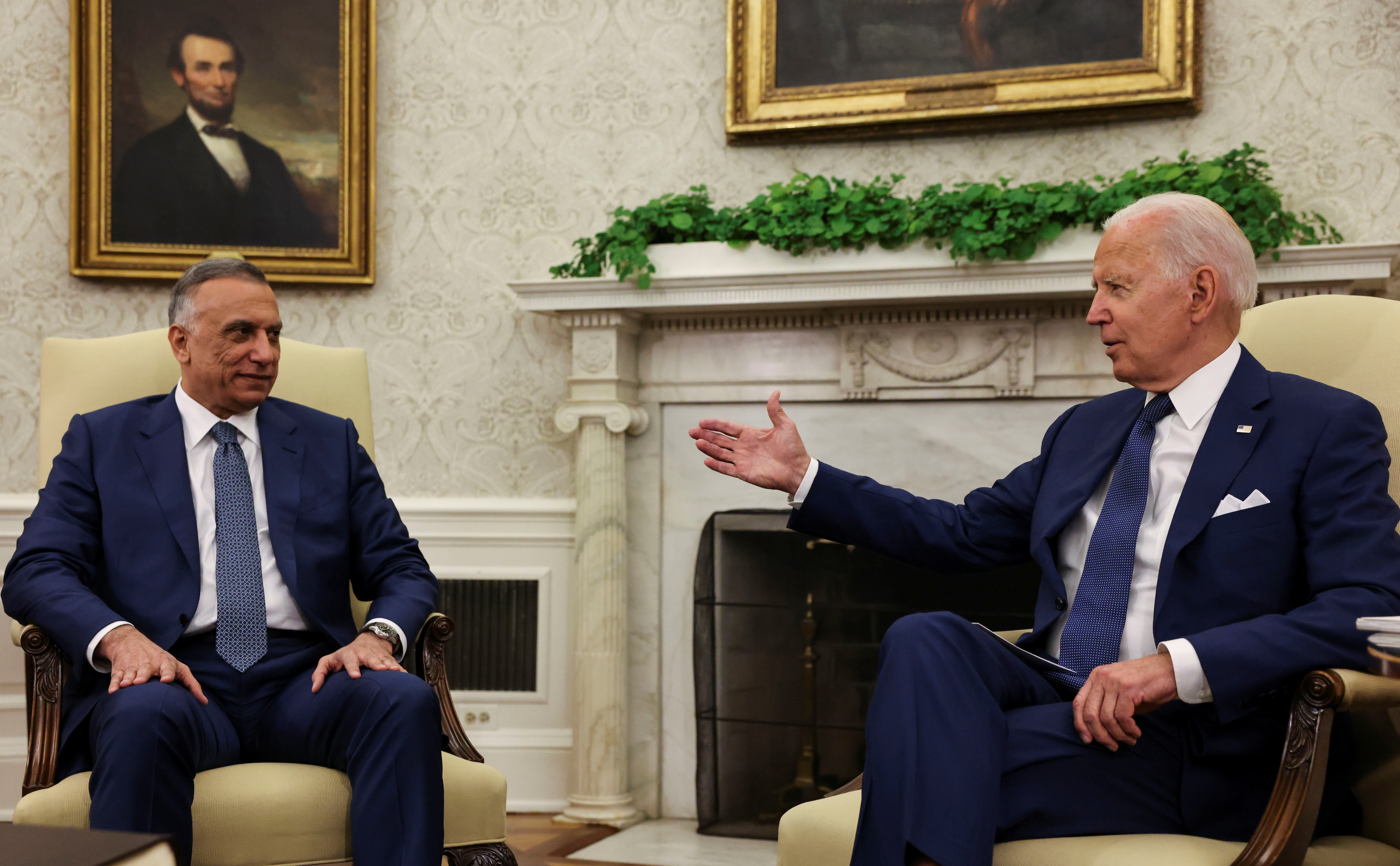 U.S. President Joe Biden holds bilateral meeting with Iraq's Prime Minister Mustafa Al-Kadhimi at the White House in Washington