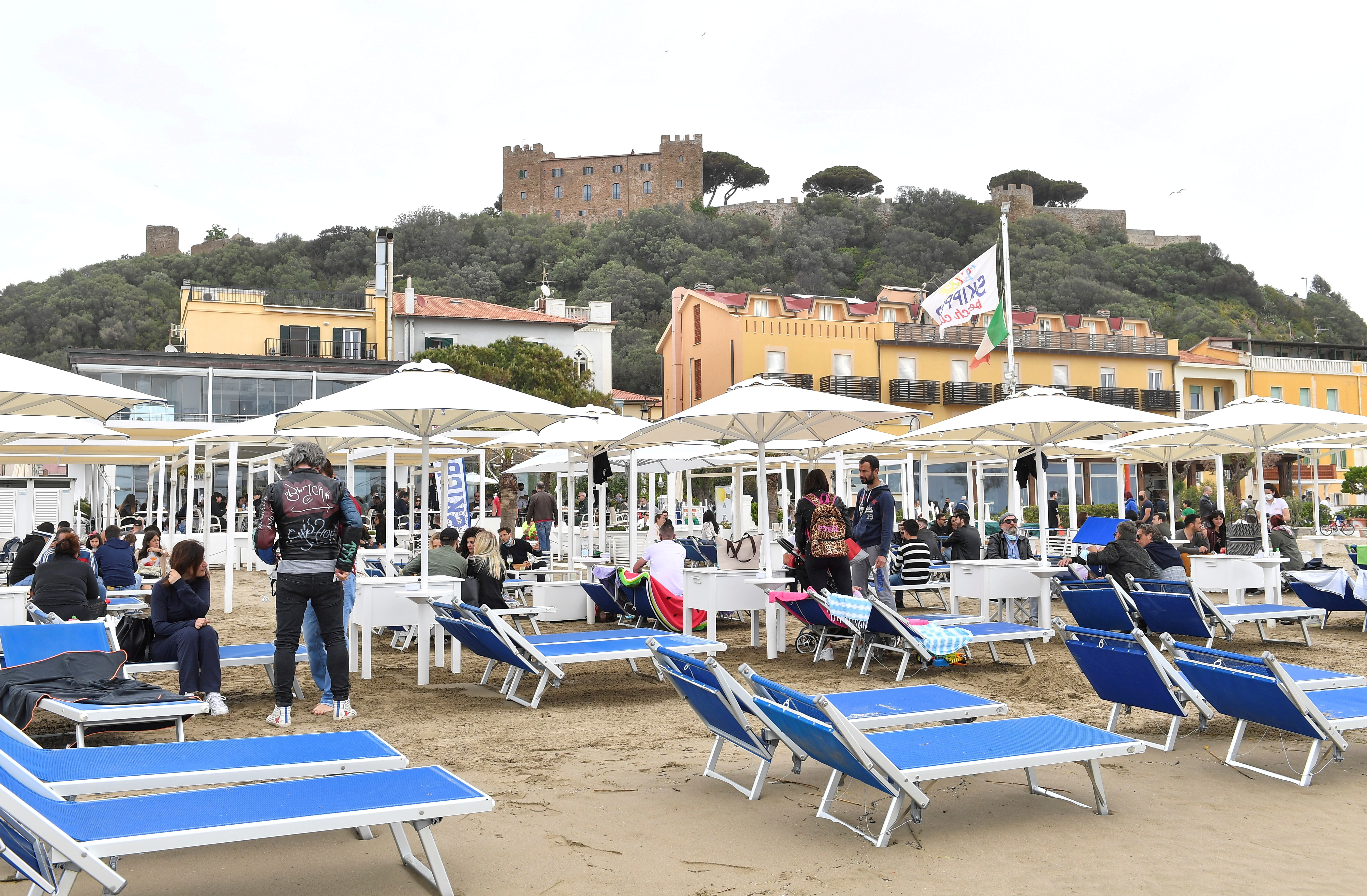 Beaches in Tuscany open after the easing of COVID-19 restrictions, in Castiglione della Pescaia