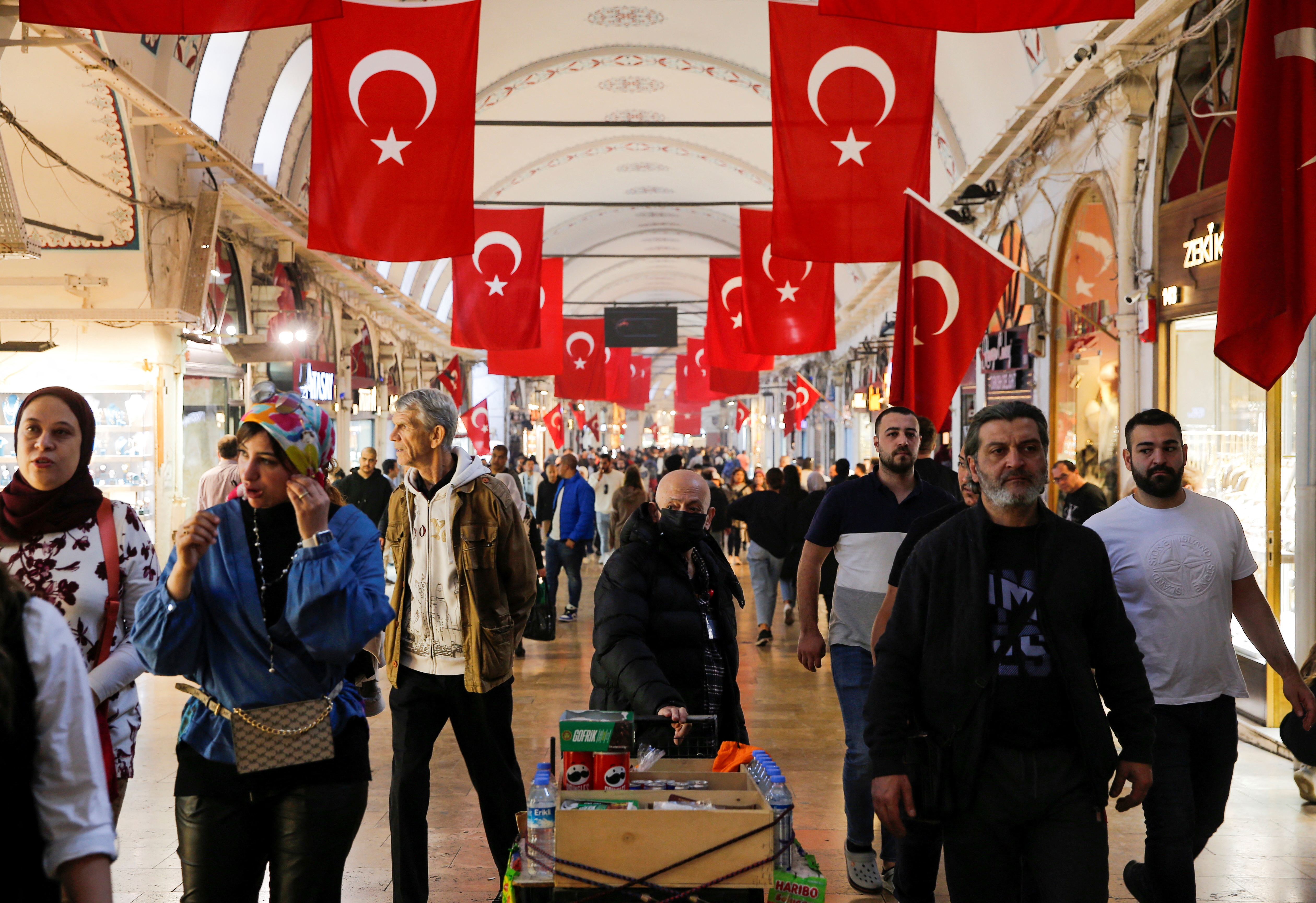 People shop at Grand Bazaar in Istanbul