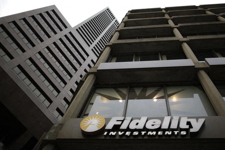 A sign marks a Fidelity Investments office in Boston