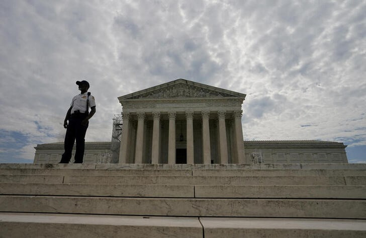 Policeman keeps watch at the U.S. Supreme Court in Washington