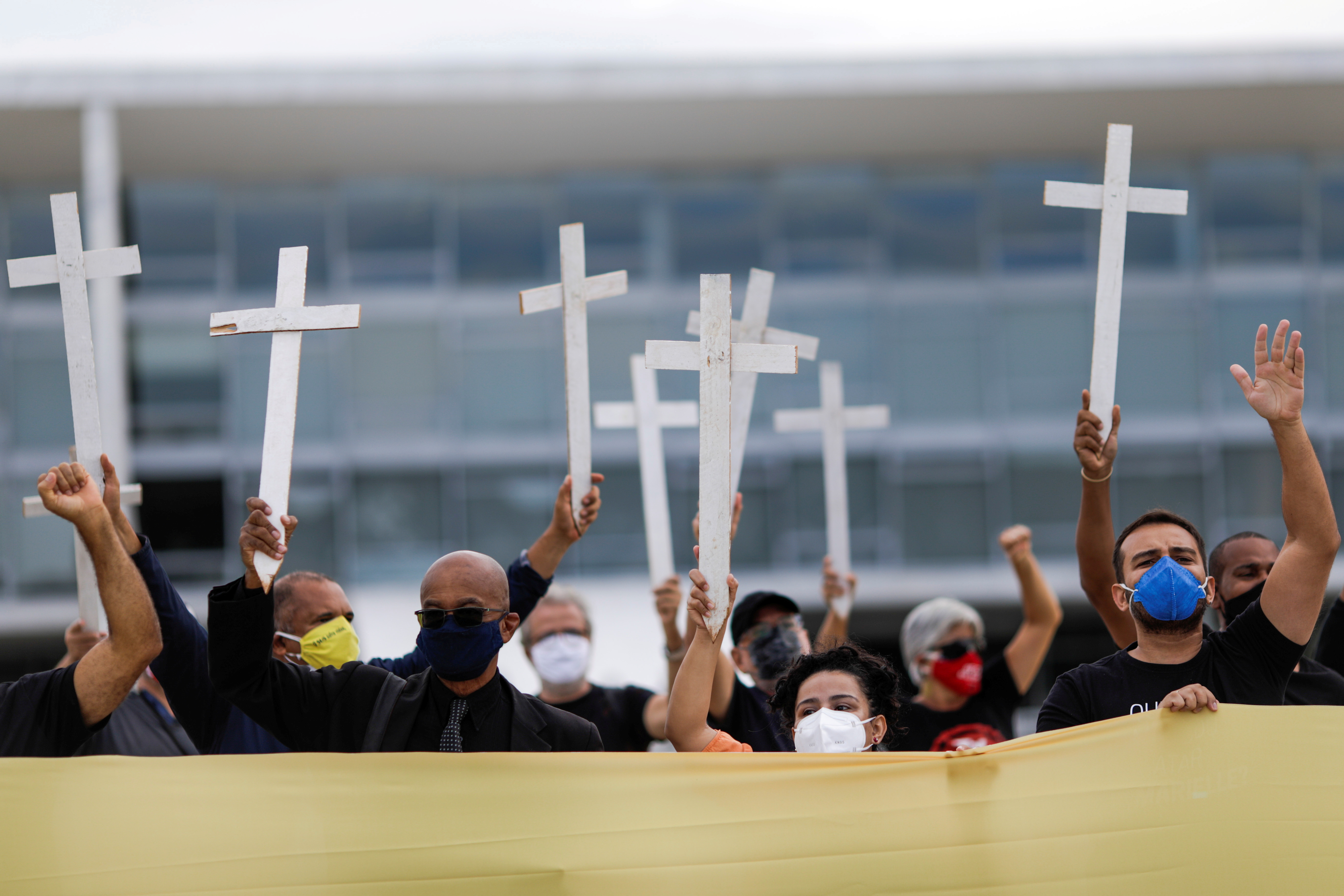 Protest against Brazil's President Jair Bolsonaro and his handling of the COVID-19 outbreak, in Brasilia