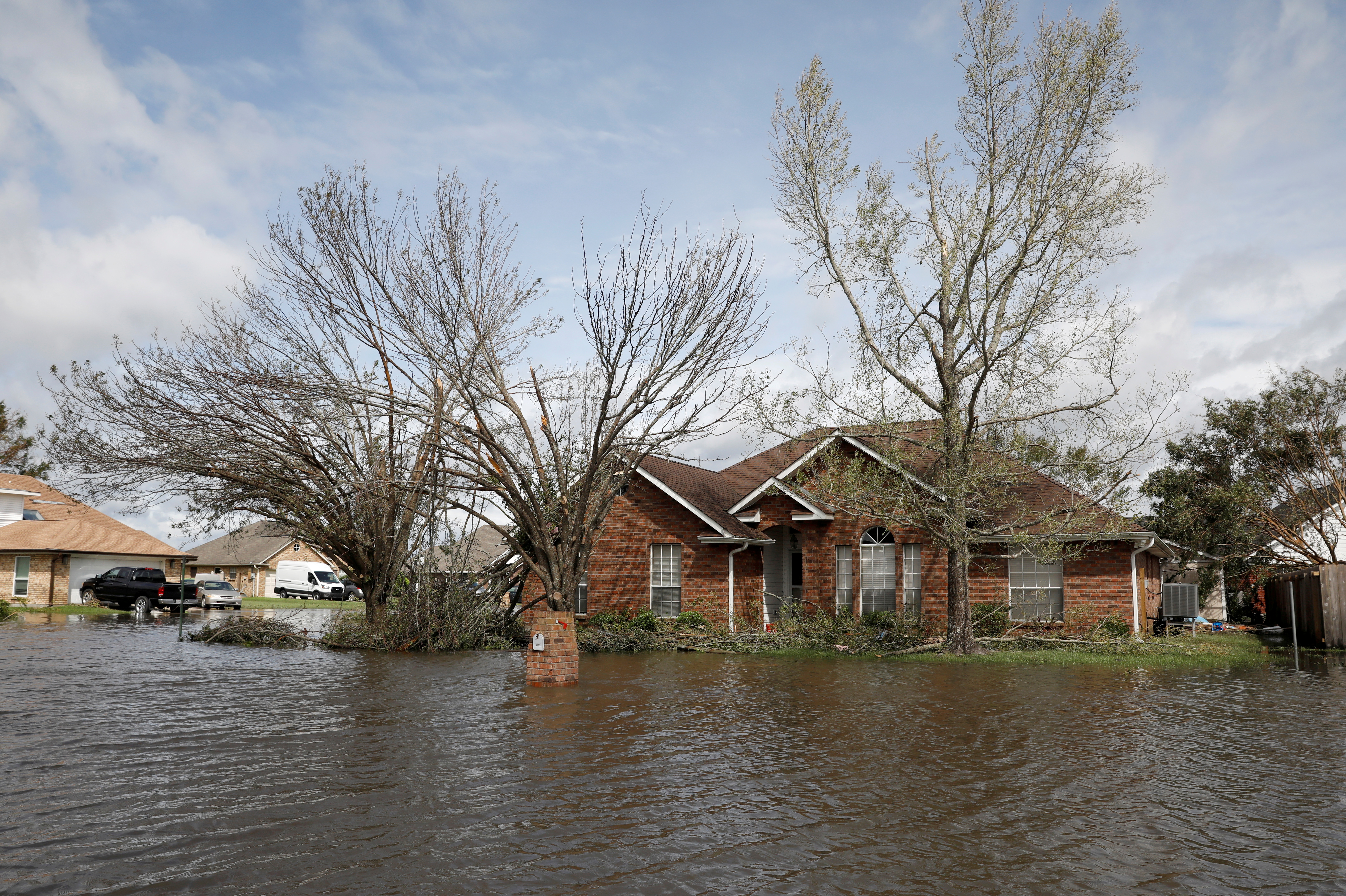 A flooded building is pictured after Hurricane Ida made landfall in Louisiana, in Laplace, Louisiana, U.S. August 30, 2021. REUTERS/Marco Bello