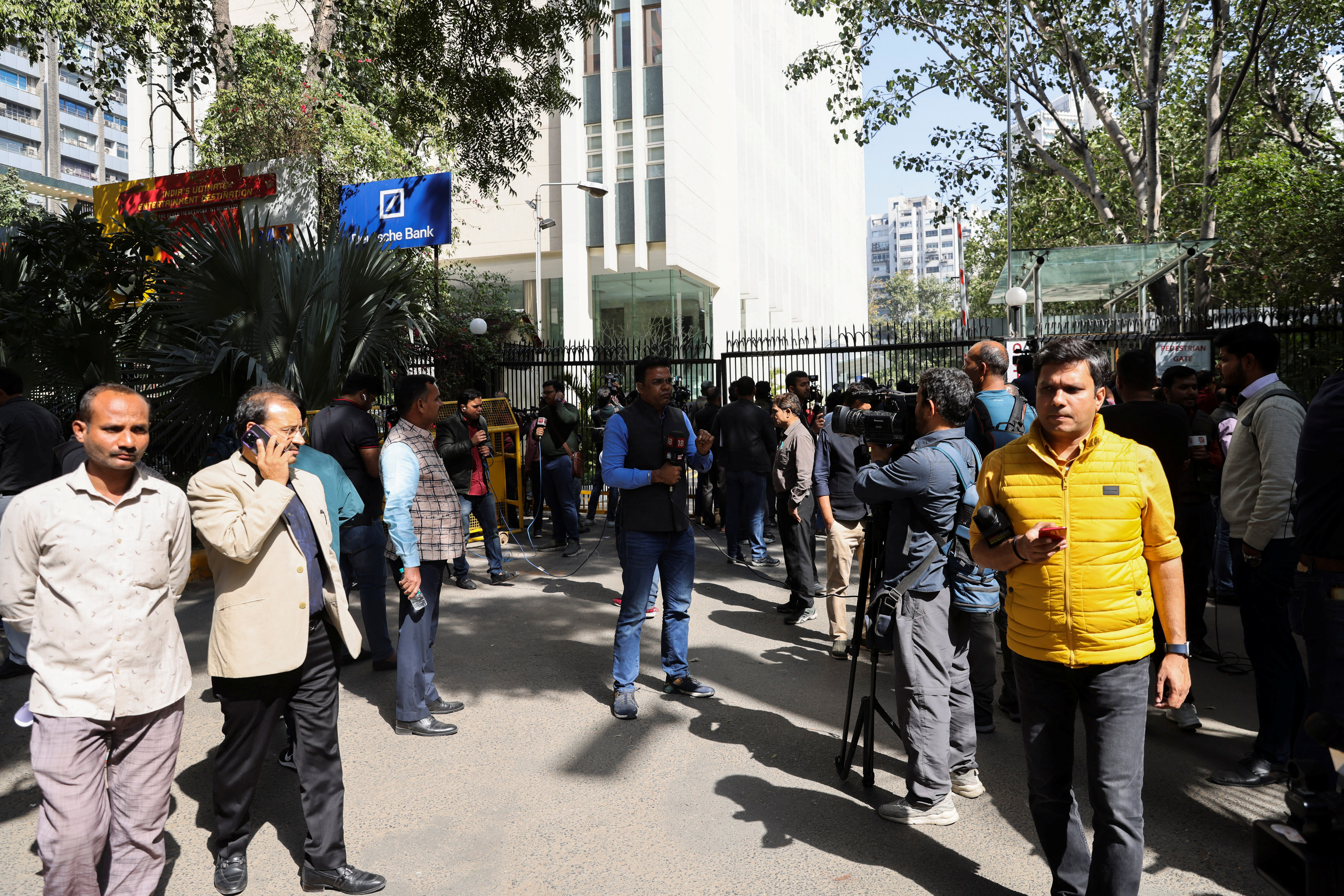 Income tax officials conduct a search at BBC office in New Delhi