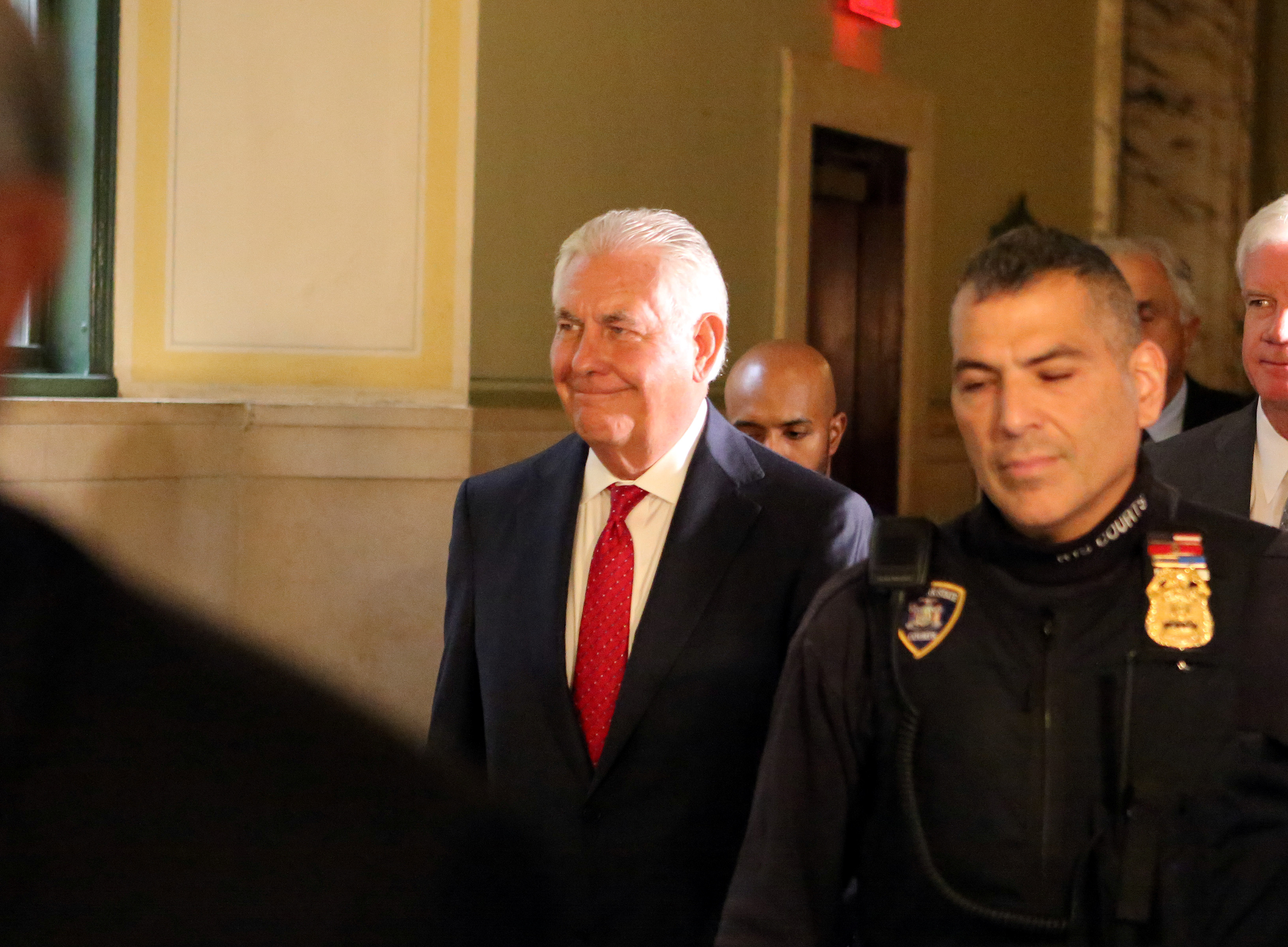 Rex Tillerson, former chairman and CEO of Exxon Mobil and former U.S. Secretary of State, leaves New York State Supreme Court in the Manhattan borough of New York City