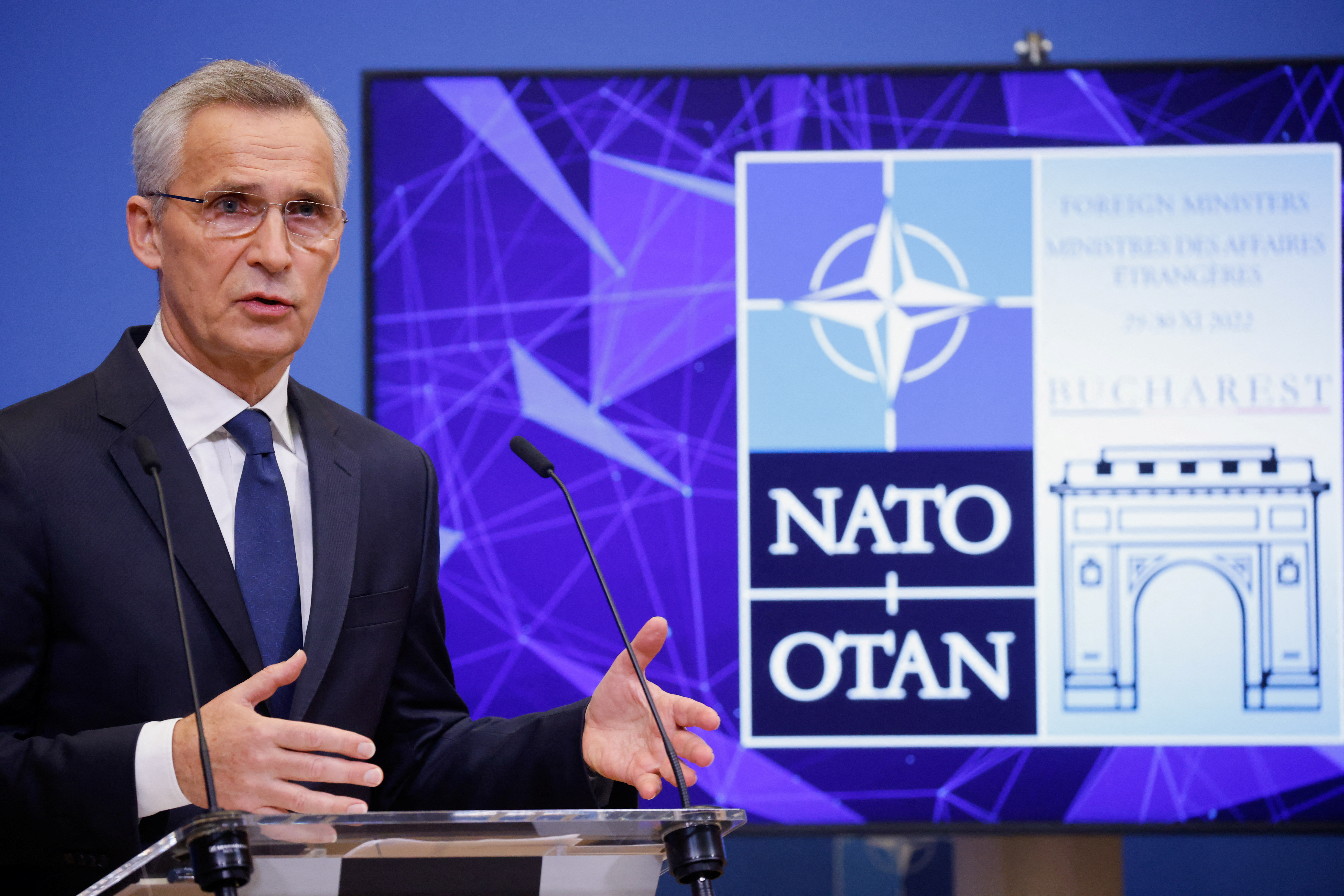 NATO Secretary General Stoltenberg holds news conference in Brussels