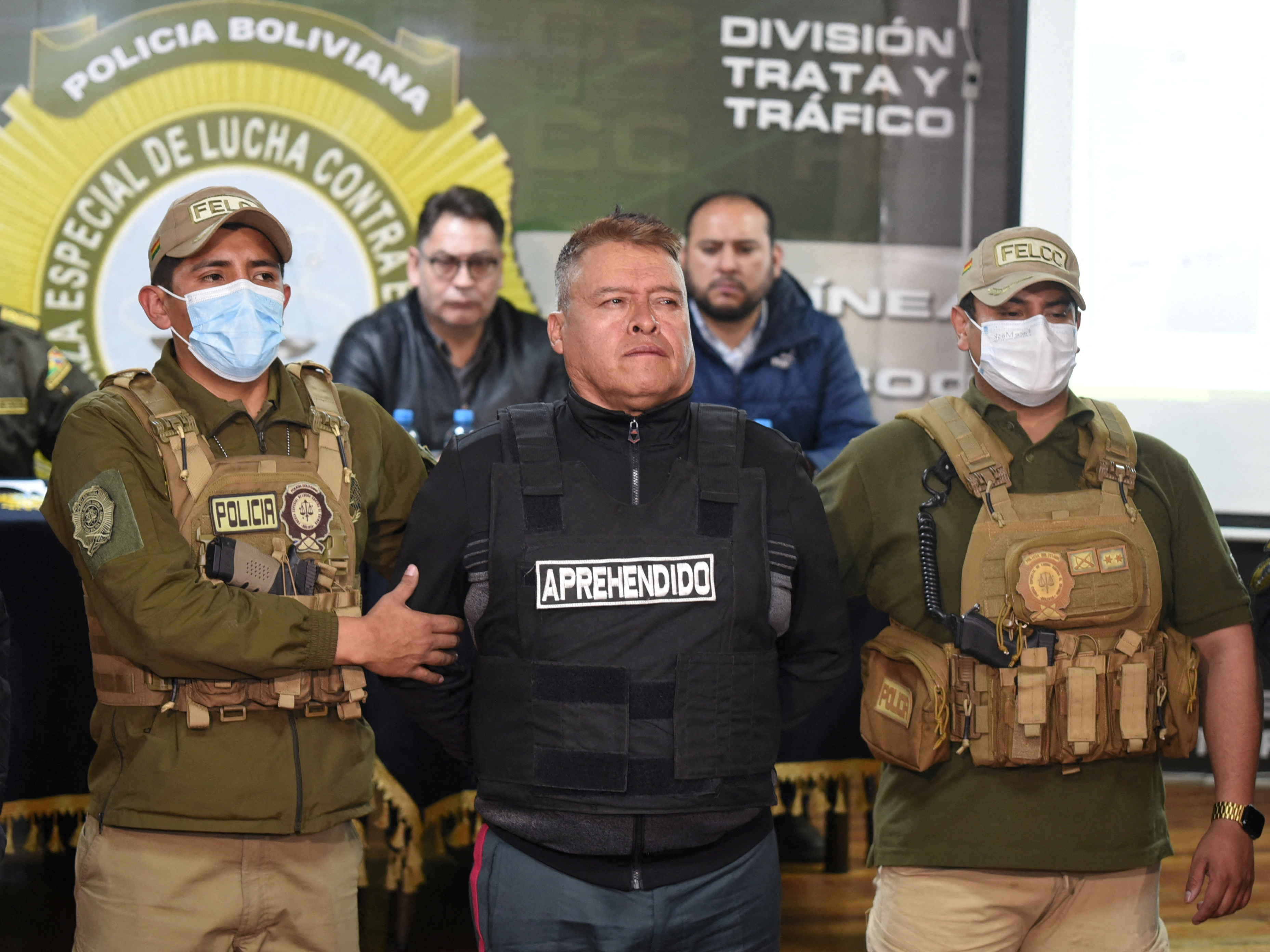 Bolivian General Juan Jose Zuniga is presented following his arrest by the authorities for a coup attempt in La Paz