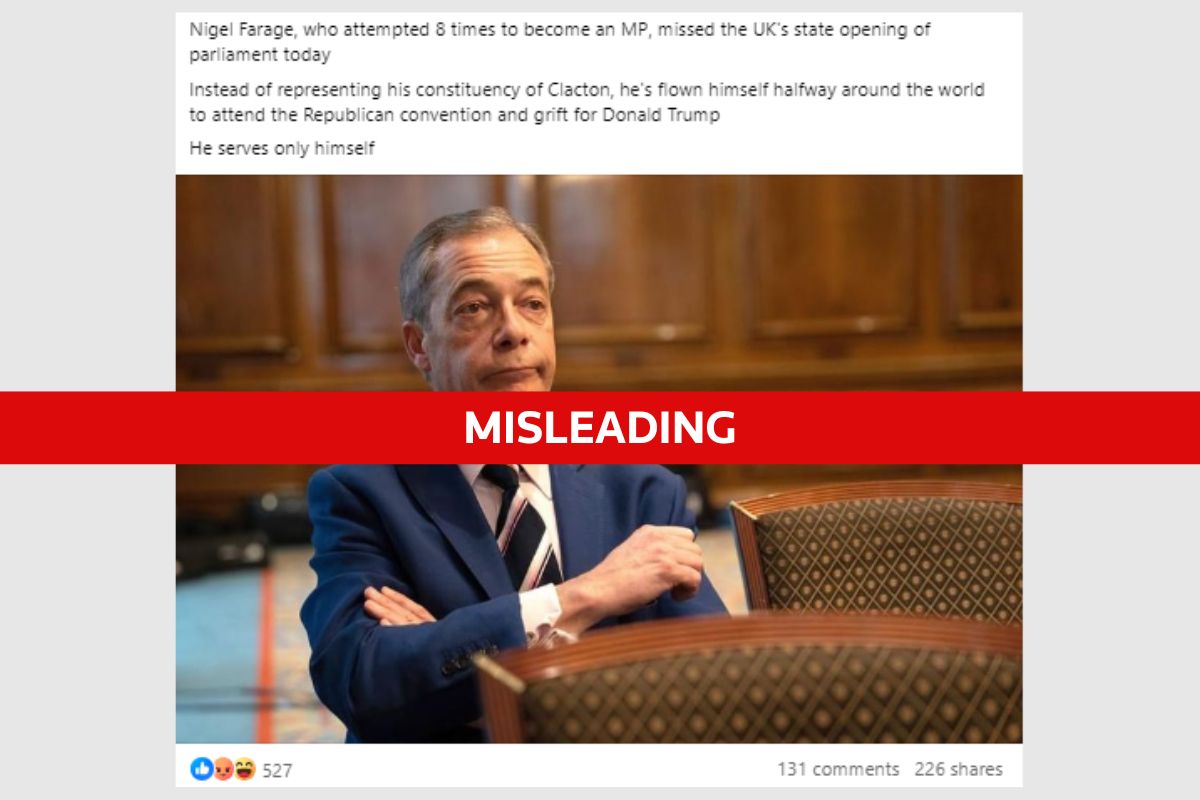 British MP Farage did not miss parliament’s opening, contrary to claims