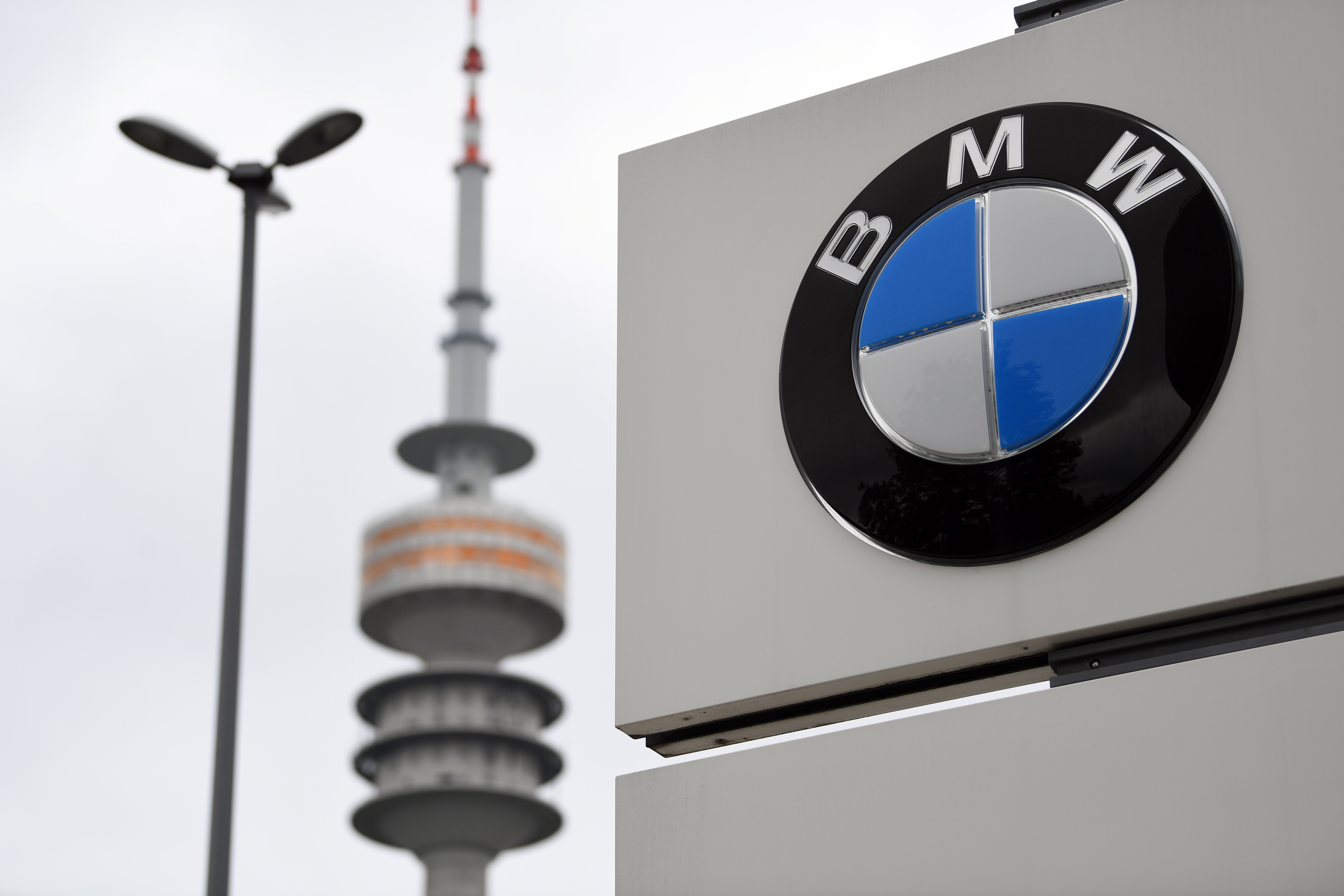 The logo of German car manufacturer BMW is seen at the company headquarters in Munich