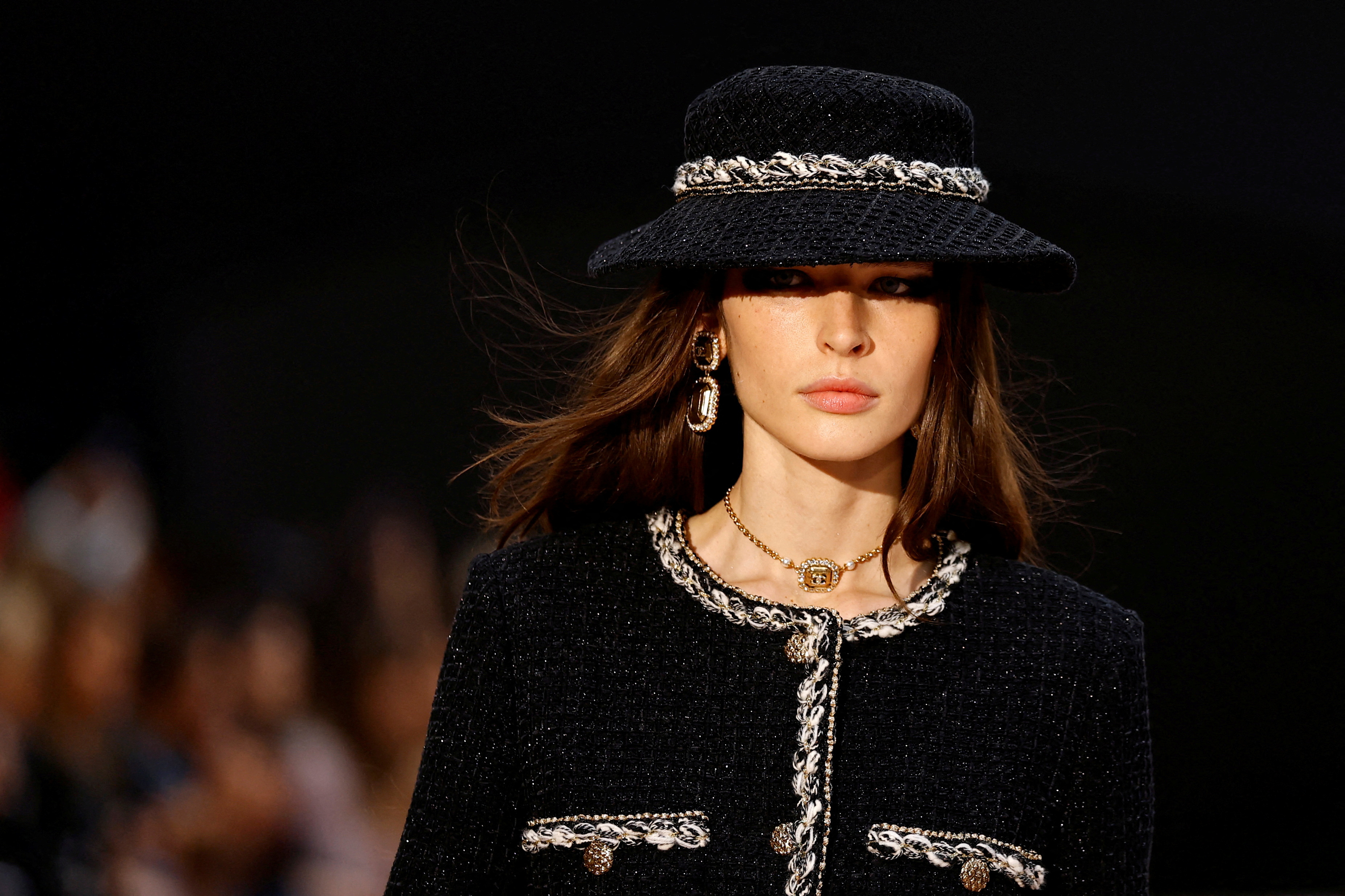 Chanel riffs the black bow and chunky knits at Grand Palais in