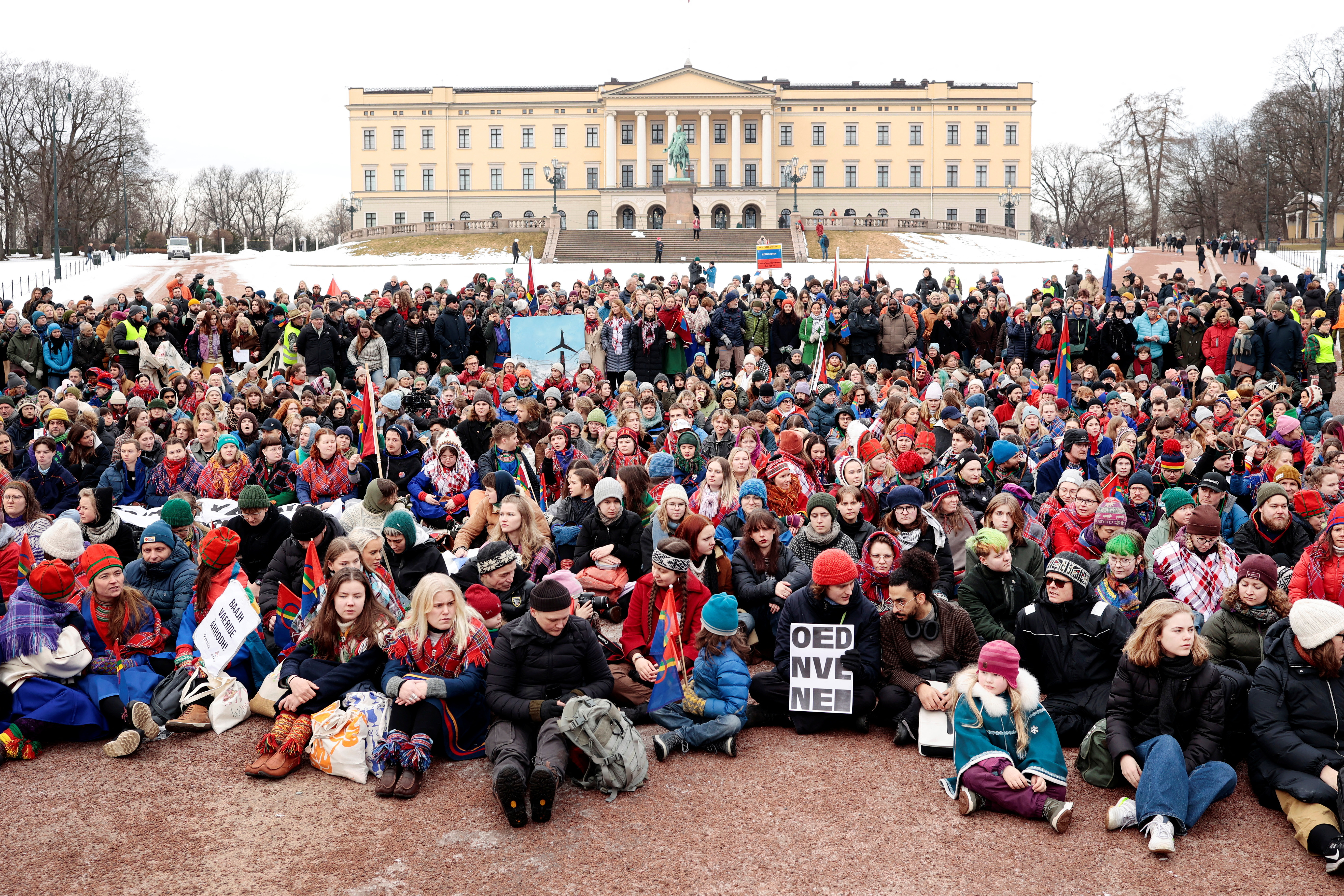 Demonstration against wind turbines at Fosen, in Oslo