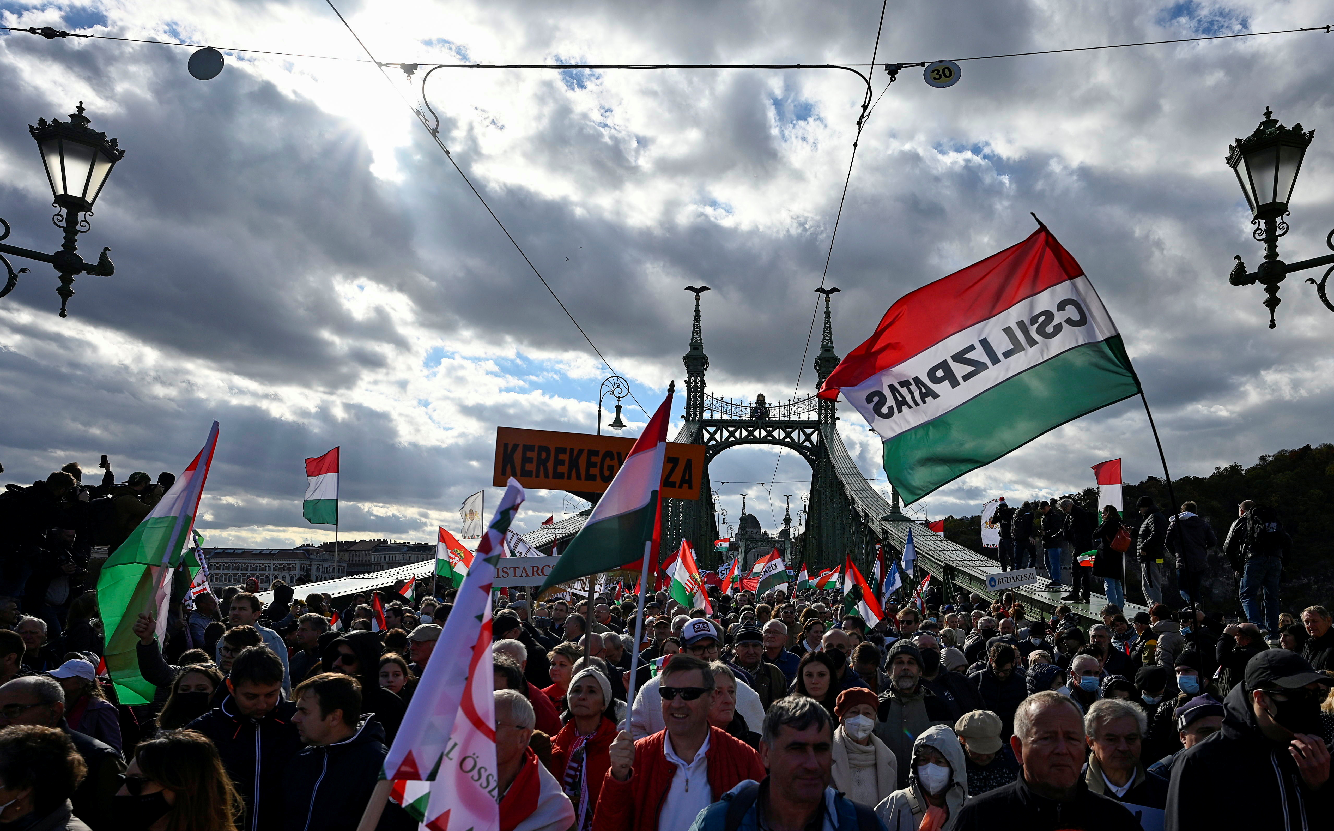 Pro-Orban rally on anniversary of Hungarian uprising, in Budapest