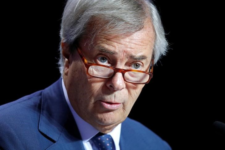 Vincent Bollore, Chairman of the Supervisory Board of media group Vivendi, speaks during the company's shareholders meeting in Paris