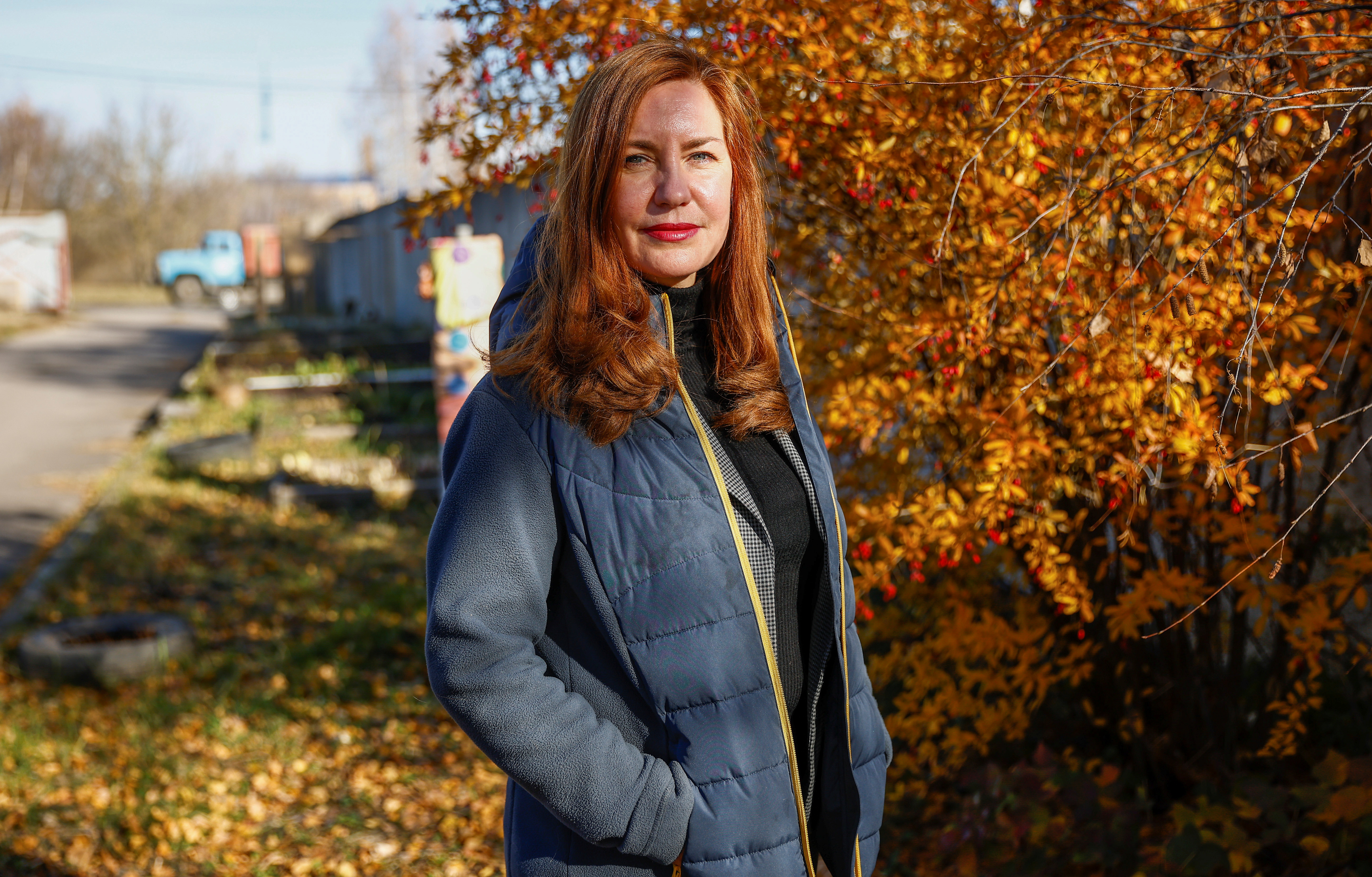 Head of the Oryol doctors' trade union Elena Shuraeva poses for a picture after an interview in the city of Oryol