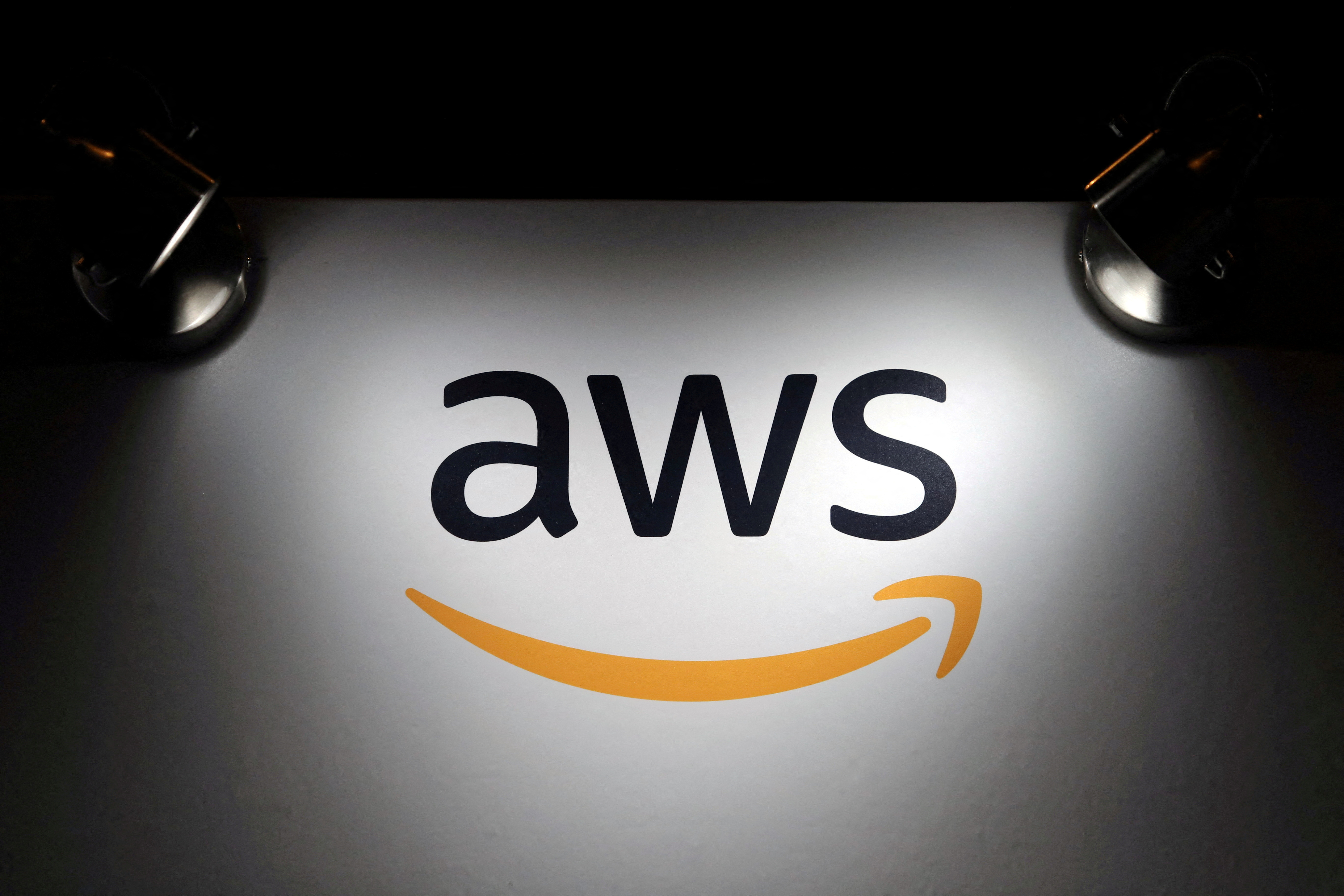 The logo of Amazon Web Services (AWS) is seen in Santiago