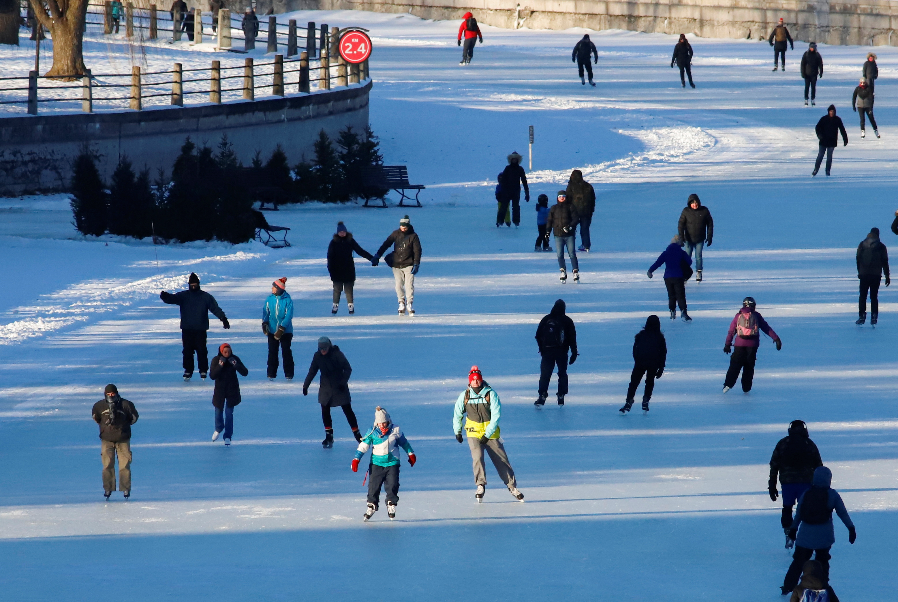 People skate on the Rideau Canal Skateway, the world's largest skating rink, during a period of subzero Arctic weather in Ottawa