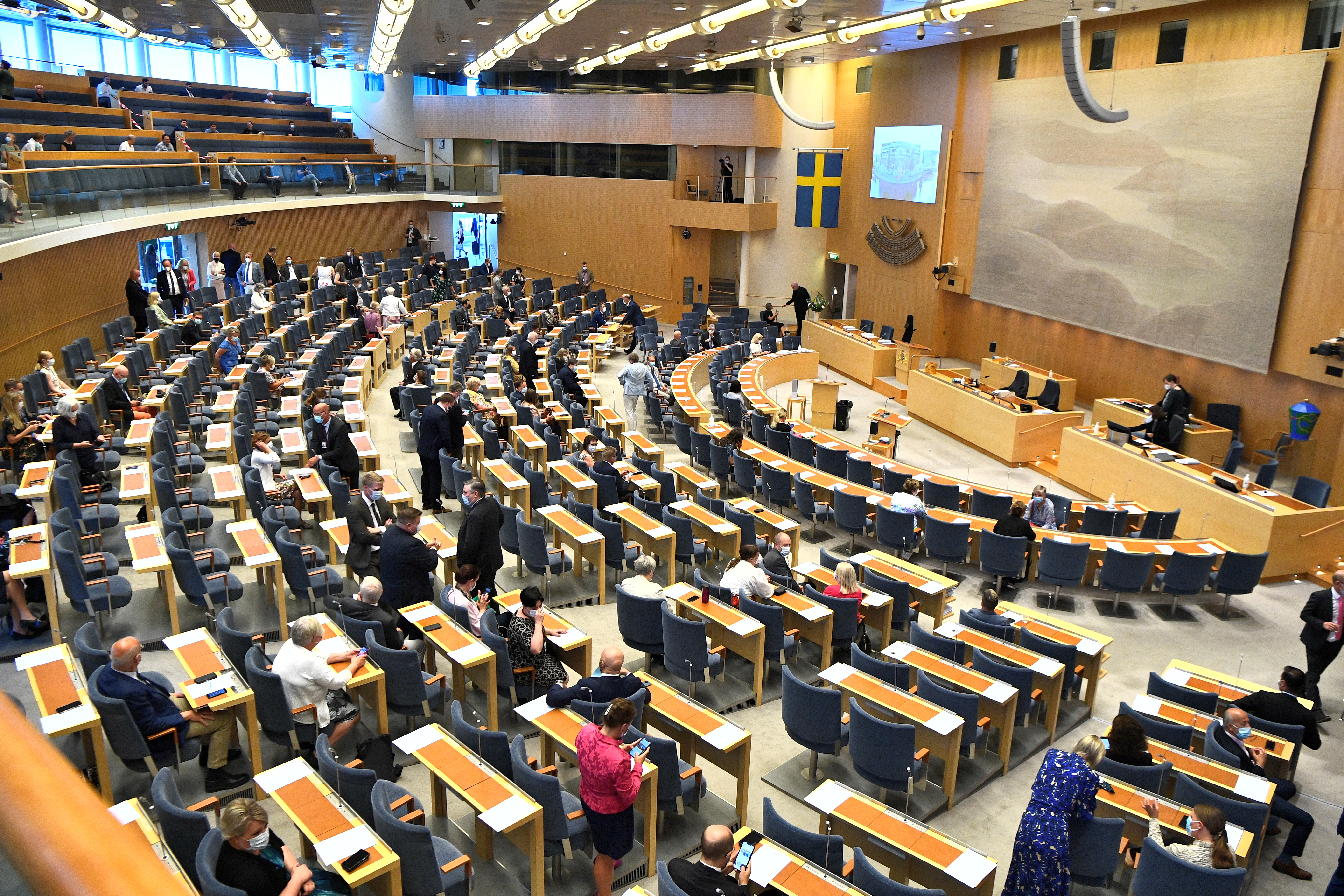 Swedish parliament members arrive for the no-confidence vote against Prime Minister Stefan Lofven, in Stockholm, Sweden June 21, 2021. TT News Agency/Claudio Bresciani via REUTERS      