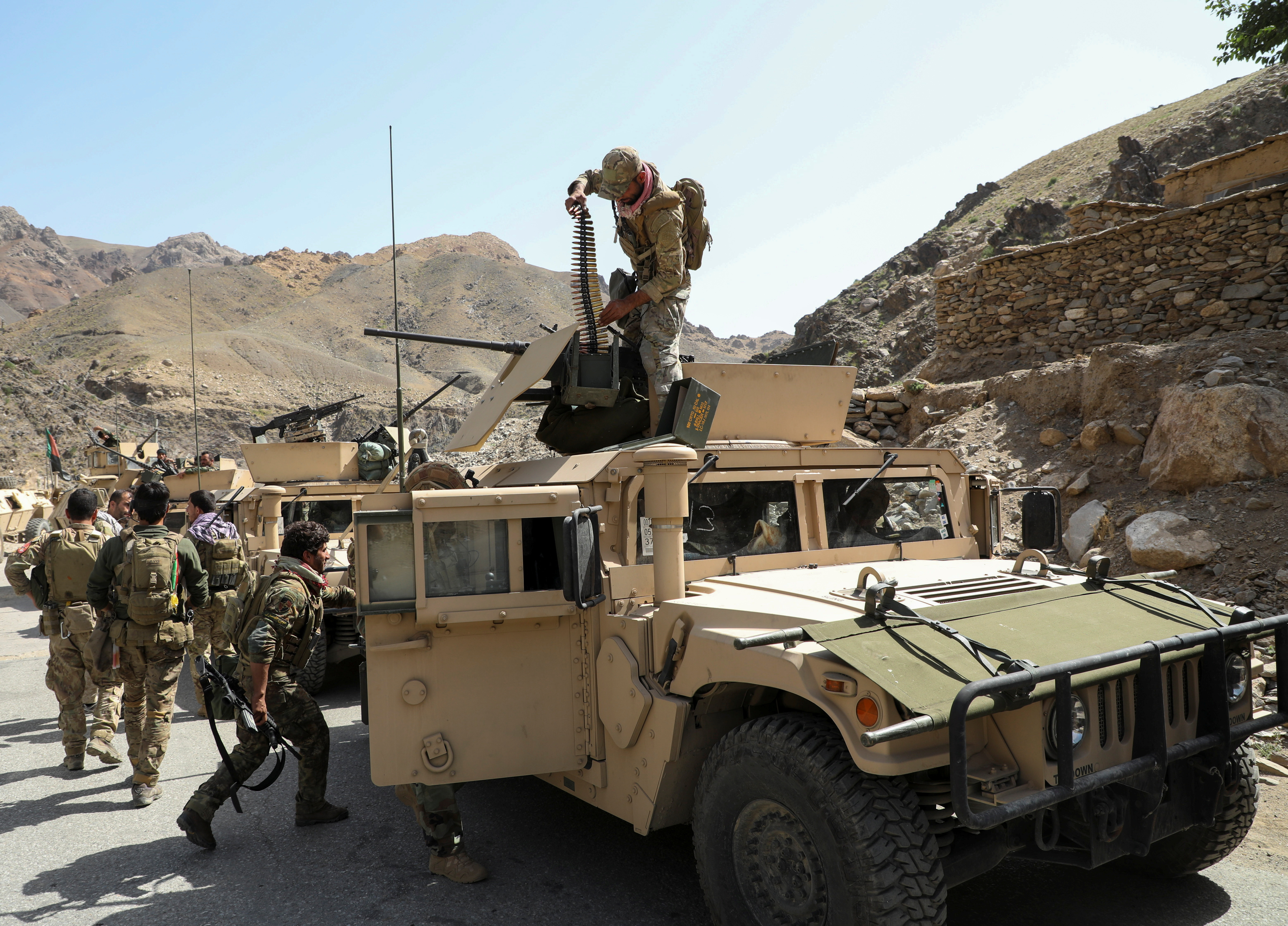 Afghan Commando forces armoured convoy leaves toward the front line, at the Ghorband District