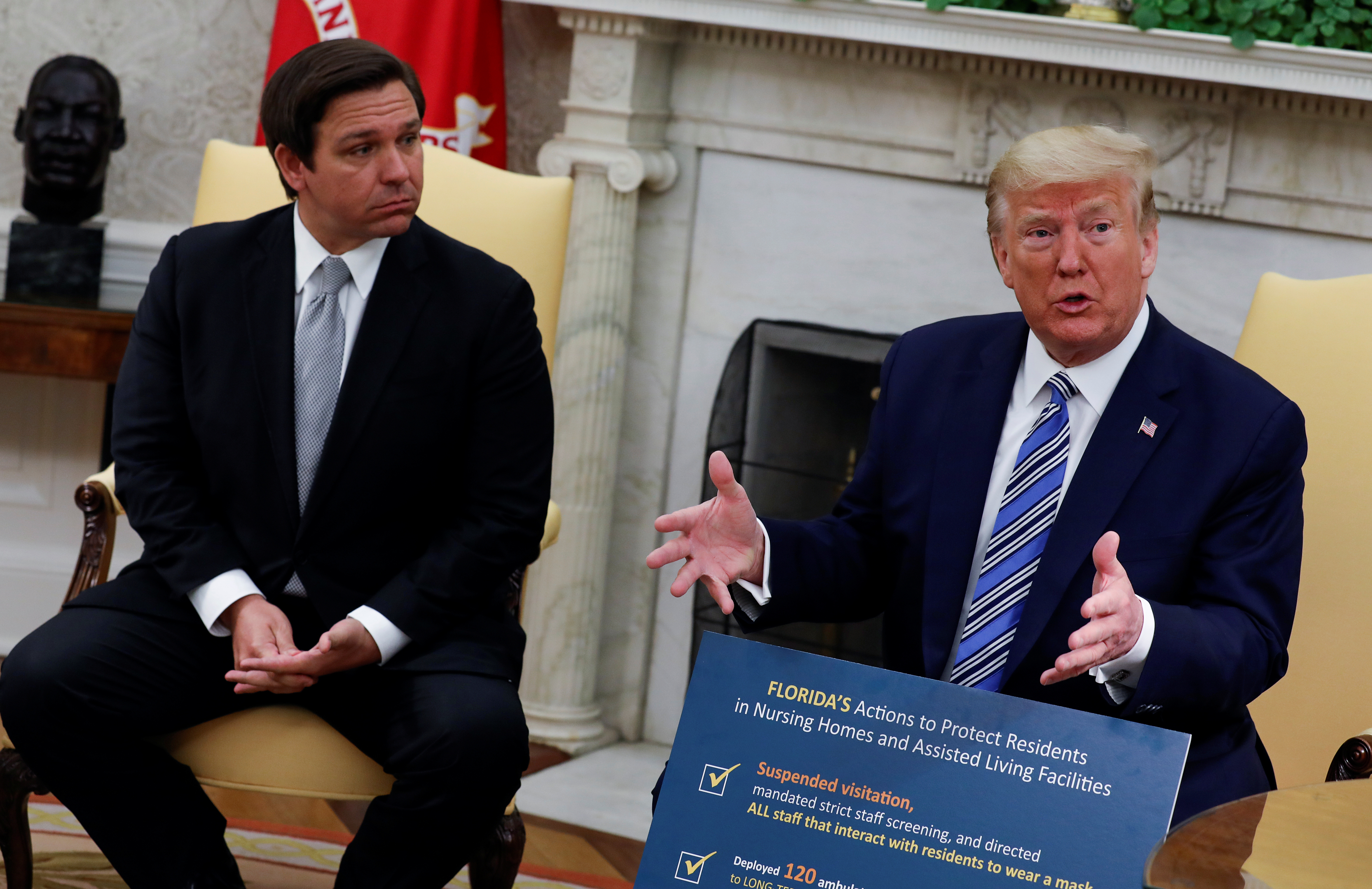 U.S. President Trump meets with Florida Governor DeSantis about coronavirus response at the White House in Washington