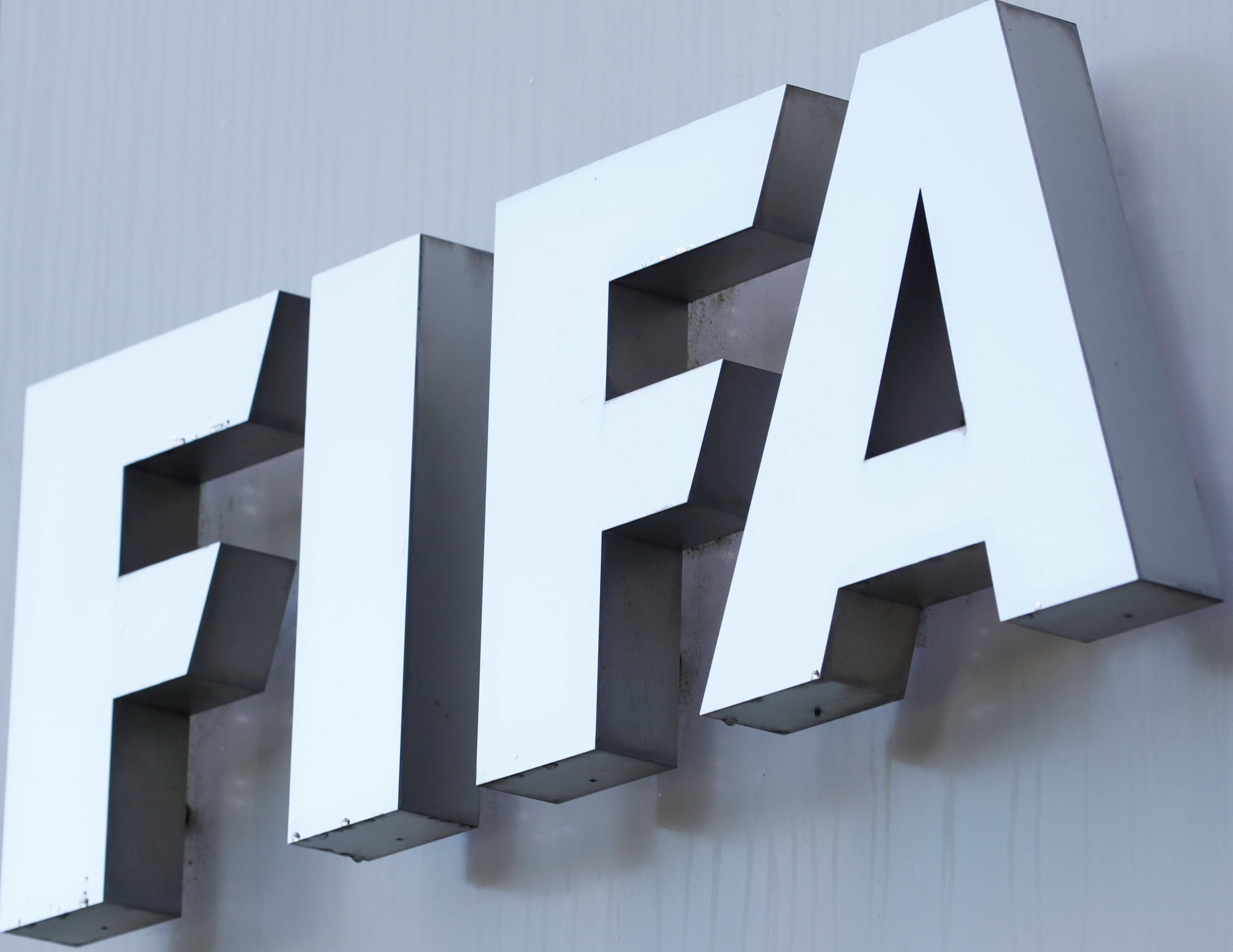 FIFA's logo is seen in front of its headquarters in Zurich