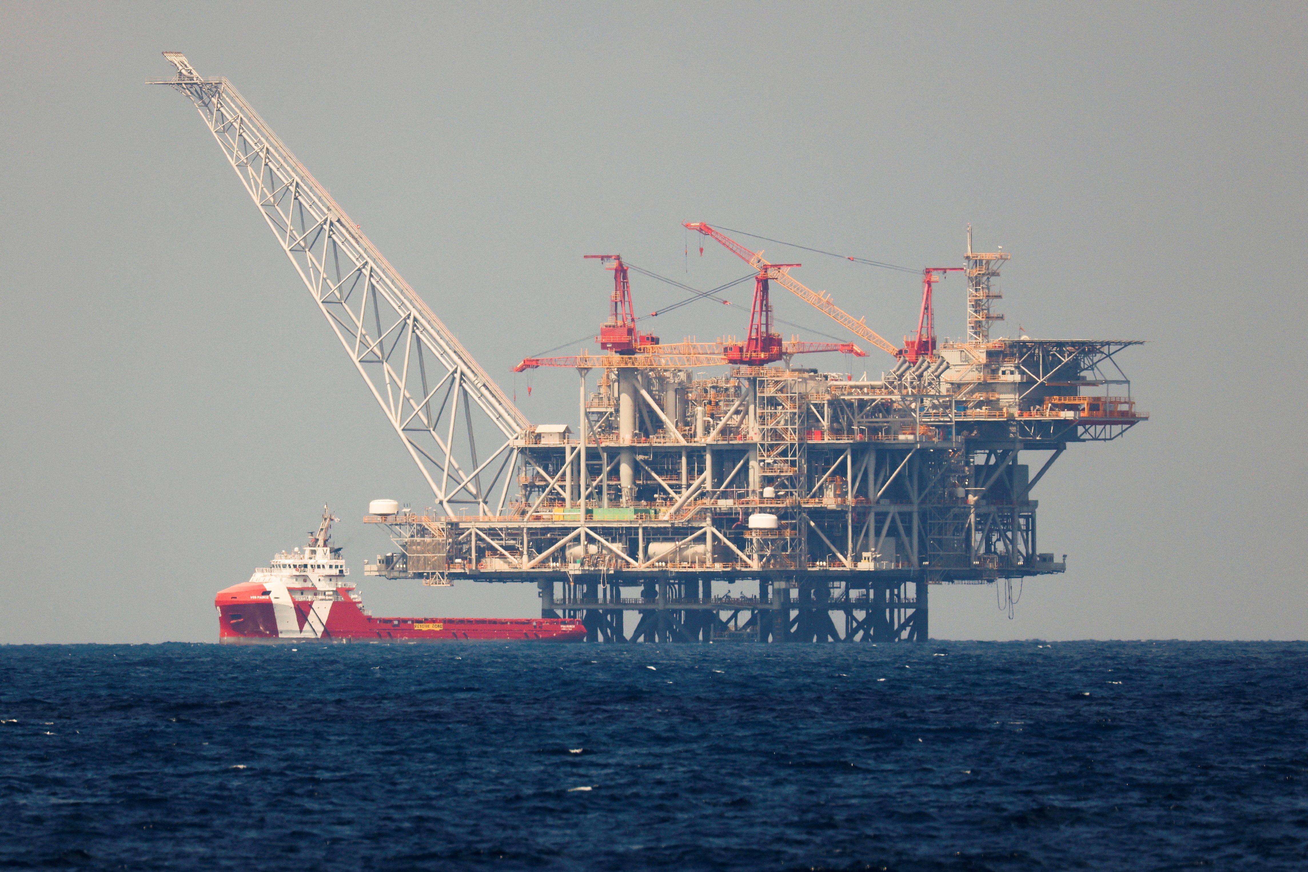 The production platform of Leviathan natural gas field is seen in the Mediterranean Sea, off the coast of Haifa