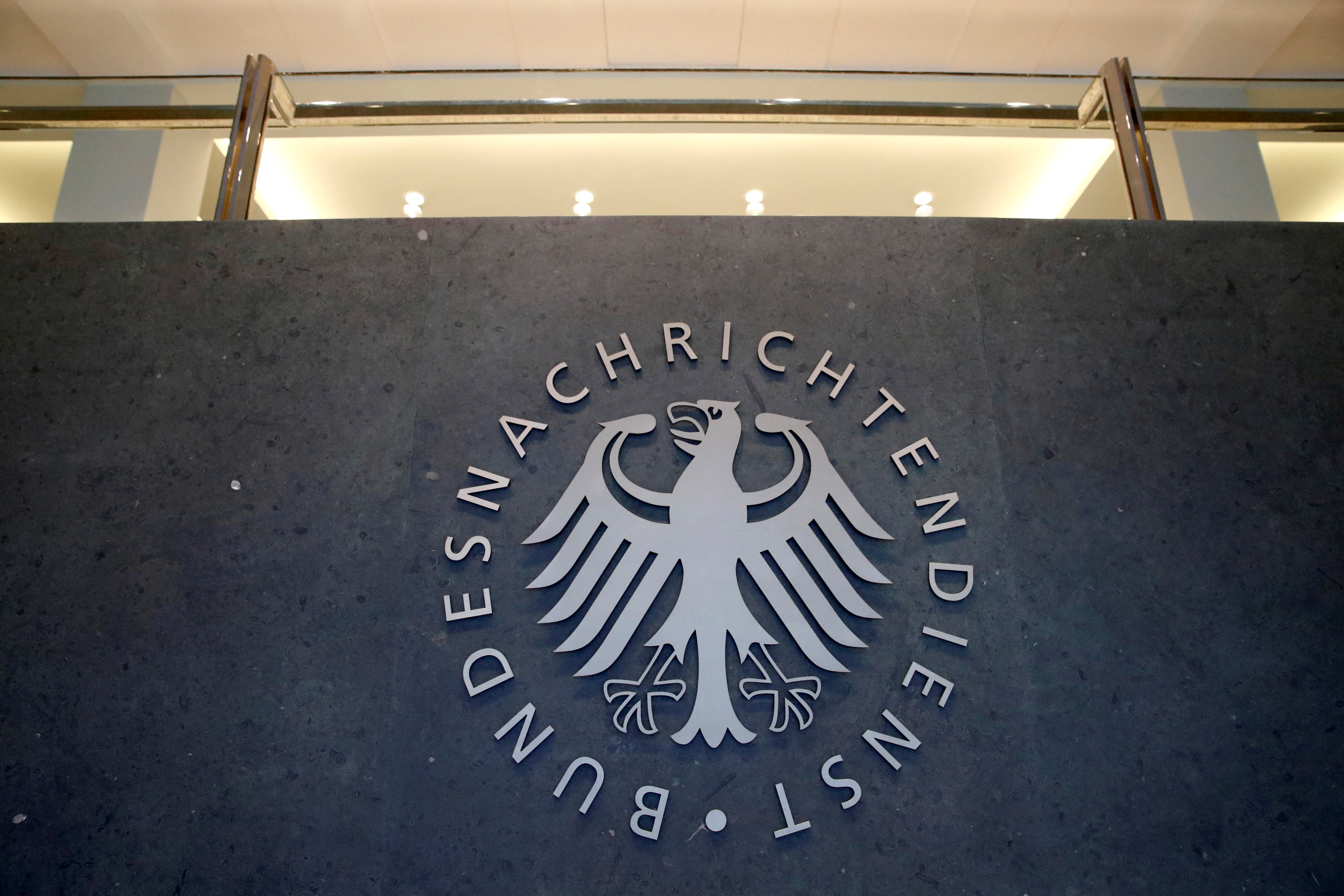 A sign of the headquarters of the Bundesnachrichtendienst (BND), Germany's Federal Intelligence Service, is seen in Berlin