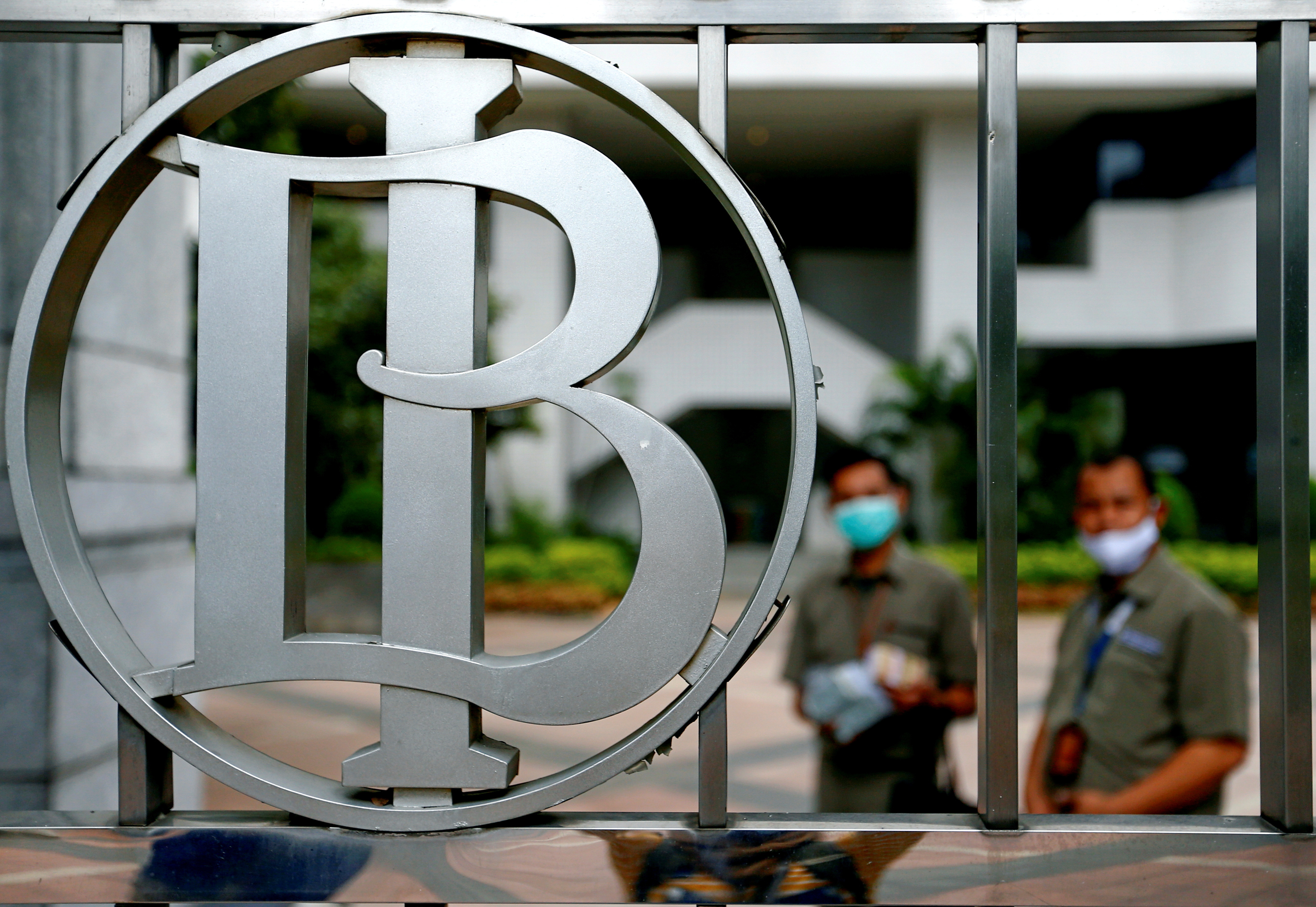Bank Indonesia's logo is seen at Bank Indonesia headquarters