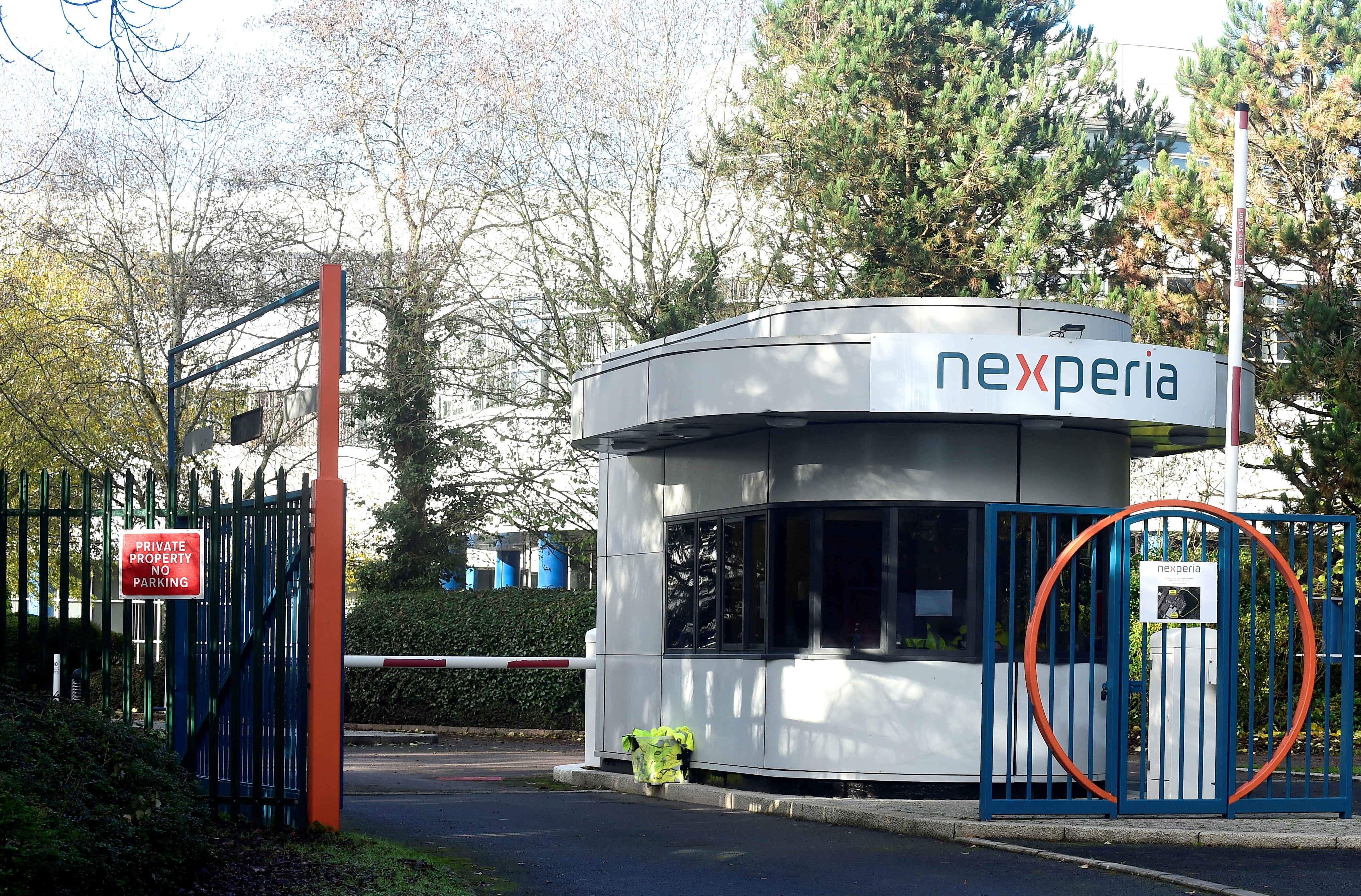 A view of the main entrance of Nexperia owned site of microchip producer Newport Wafer Fab, Newport, Wales,