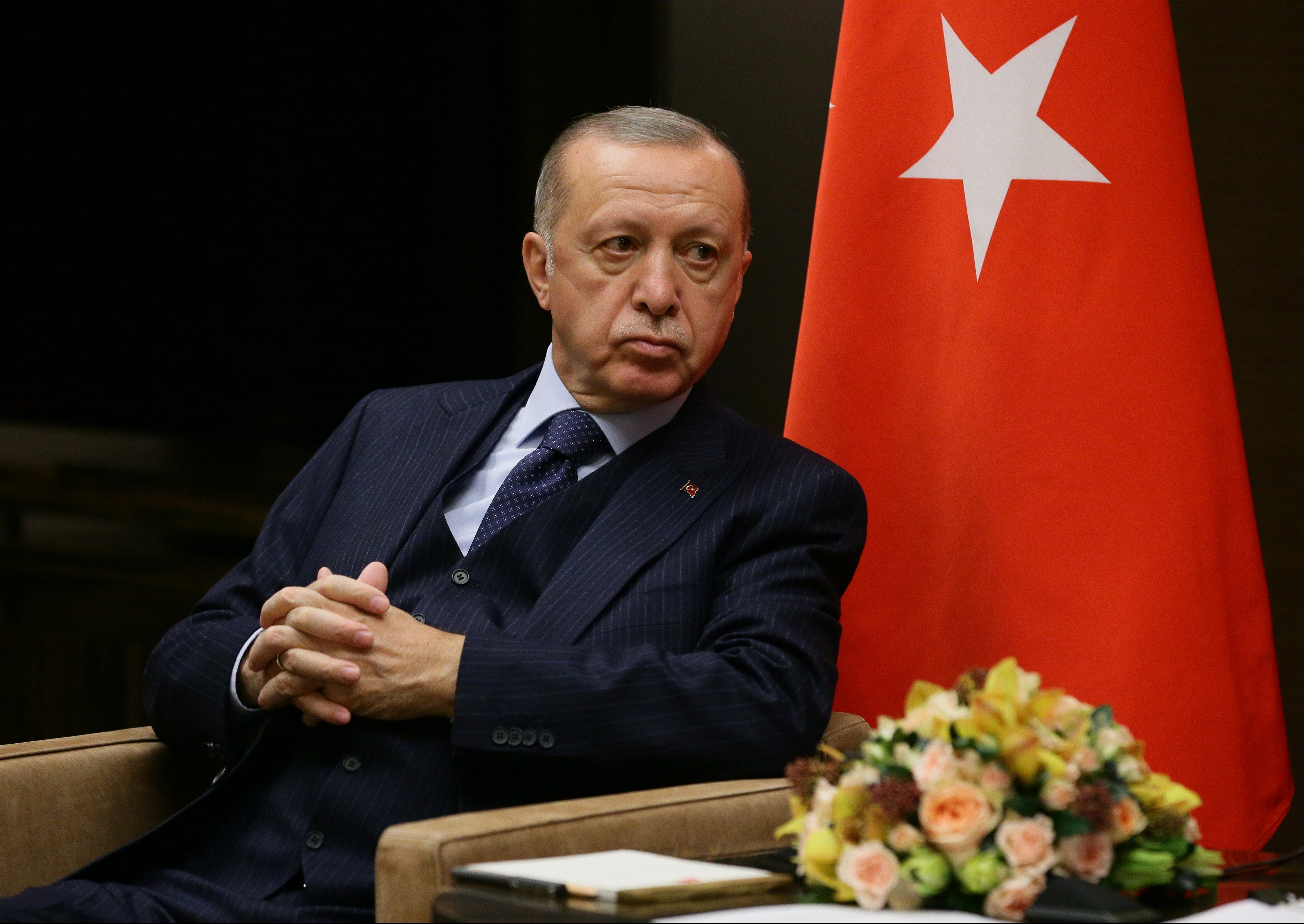 Turkish President Erdogan attends a meeting with Russian President Putin in Sochi