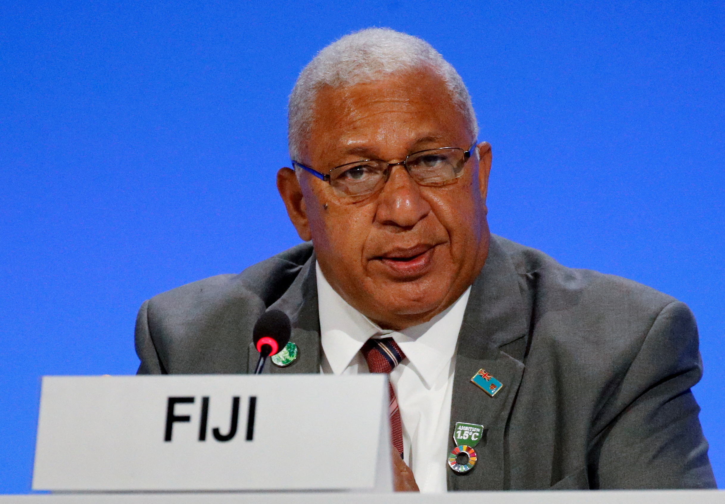 Fiji's Prime Minister Frank Bainimarama at COP26 in Glasgow